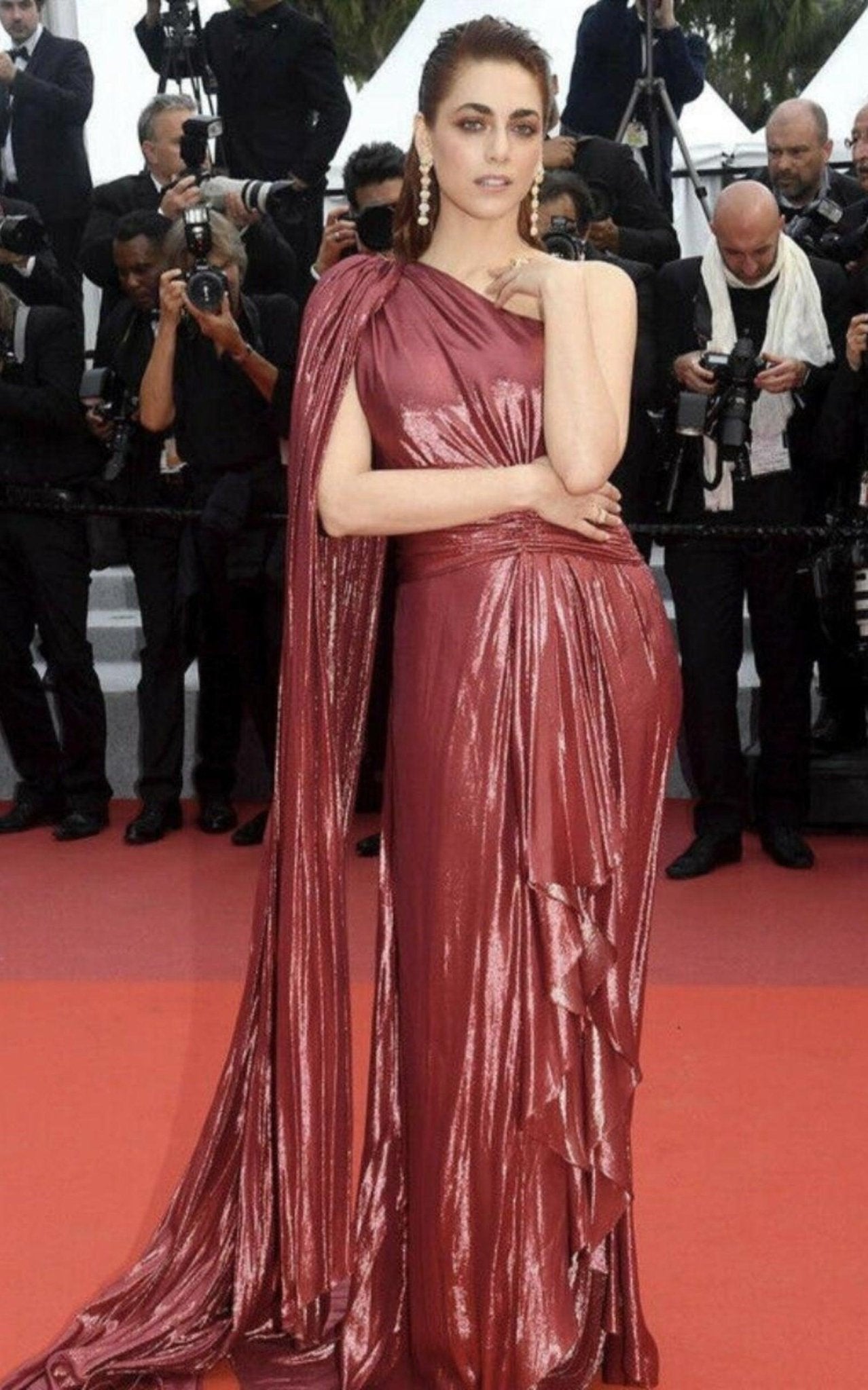 Gucci One Shoulder Asymmetric Lame Gown - Runway Catalog