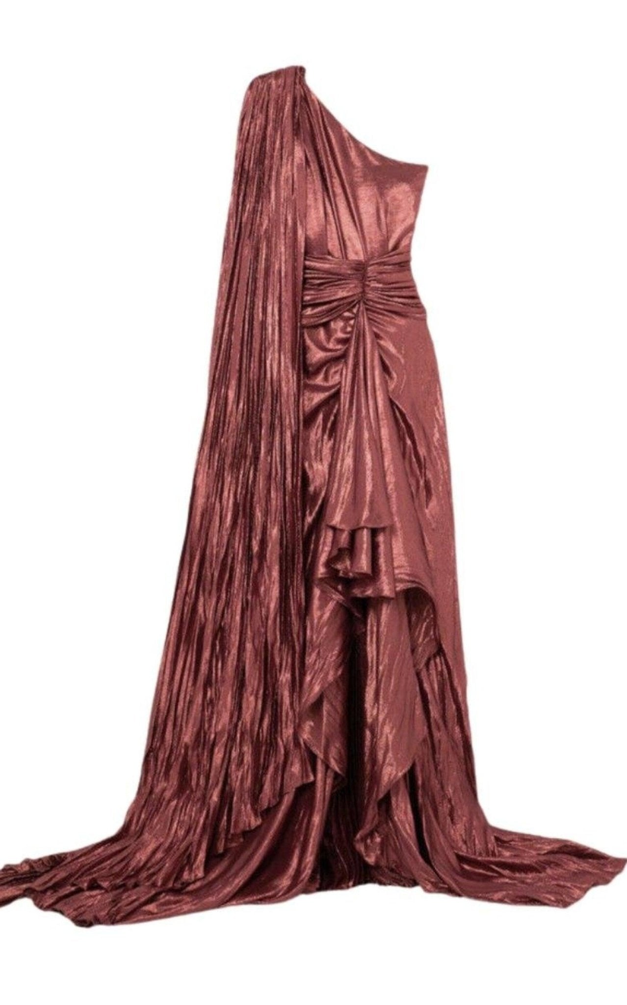 Gucci One Shoulder Asymmetric Lame Gown - Runway Catalog
