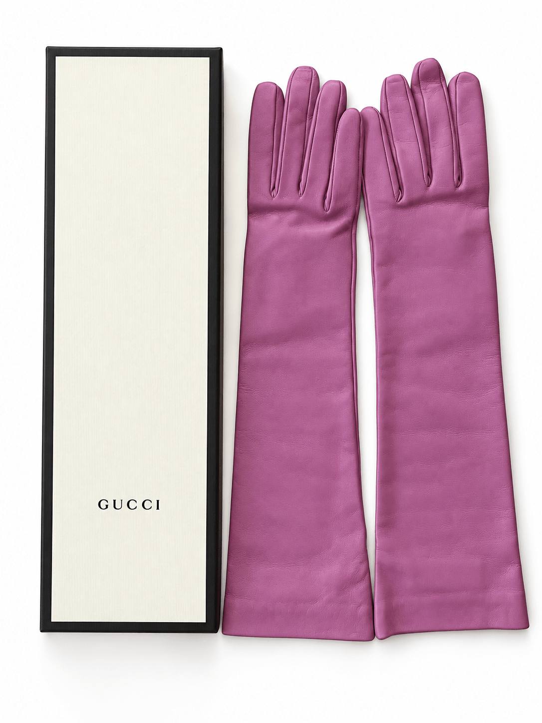 Gucci Opera FUschia Leather Gloves - Runway Catalog