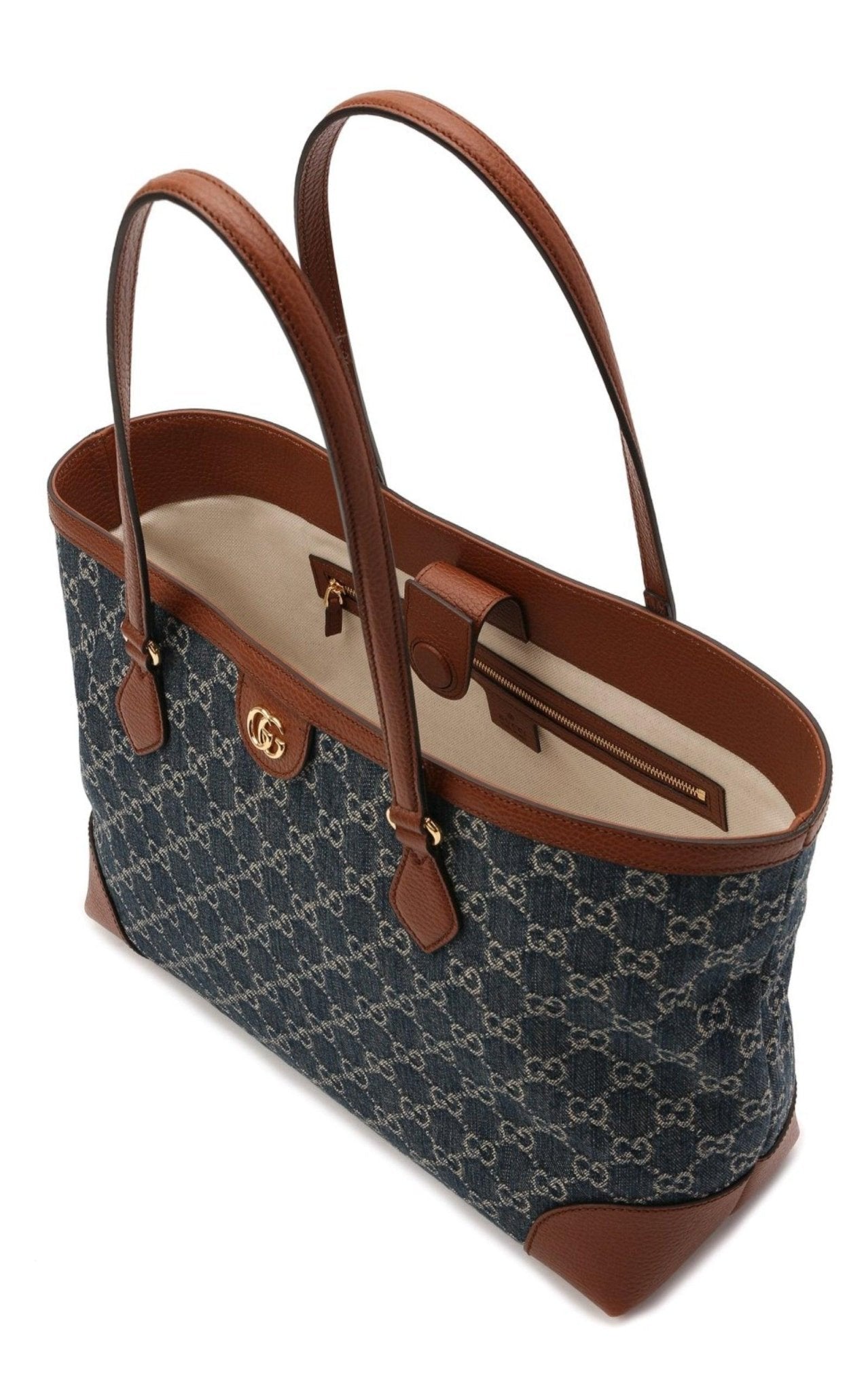 Gucci Ophidia GG Denim Medium Shopping Tote - Runway Catalog