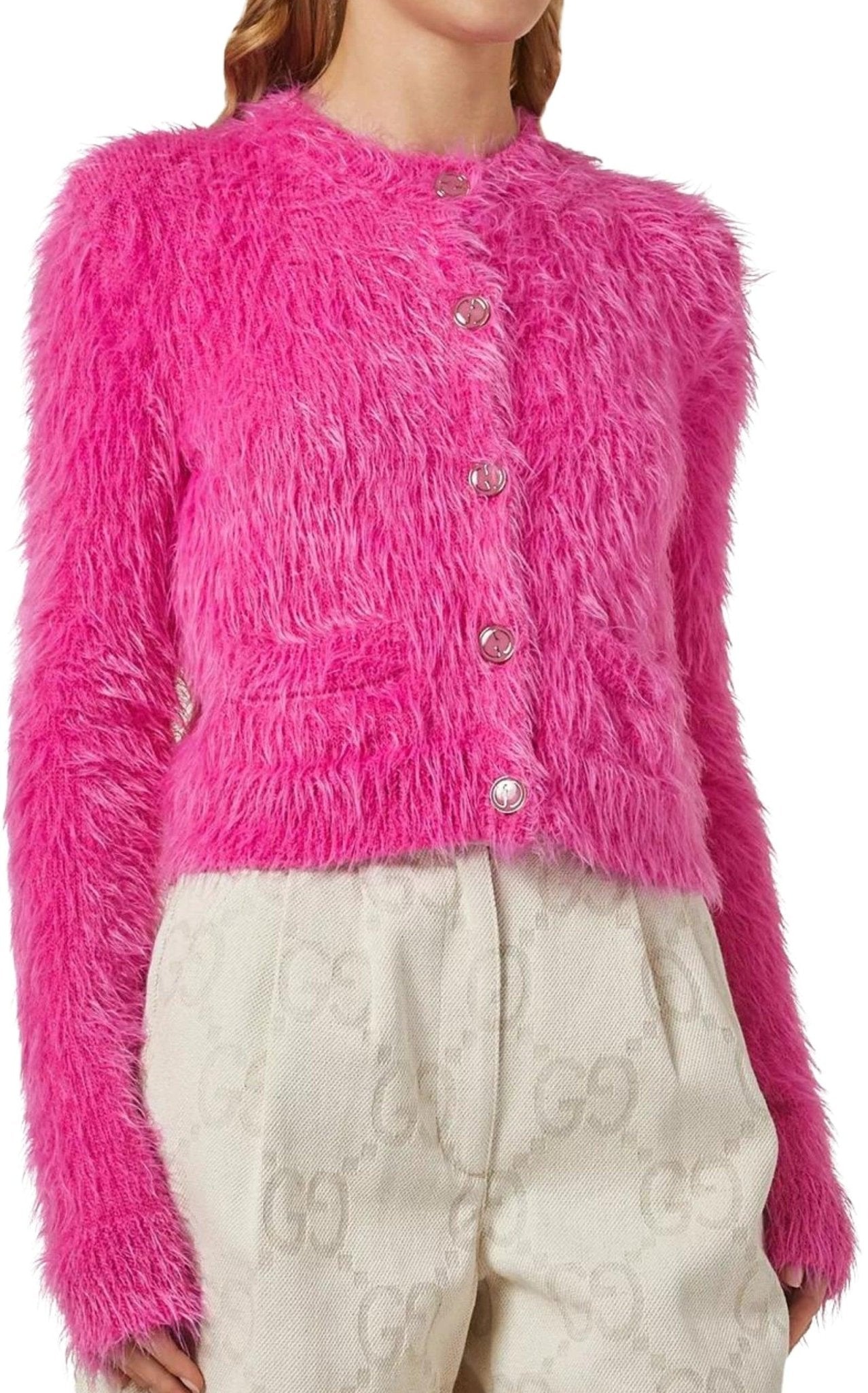 Gucci Pink Brushed Wool Cardigan - Runway Catalog