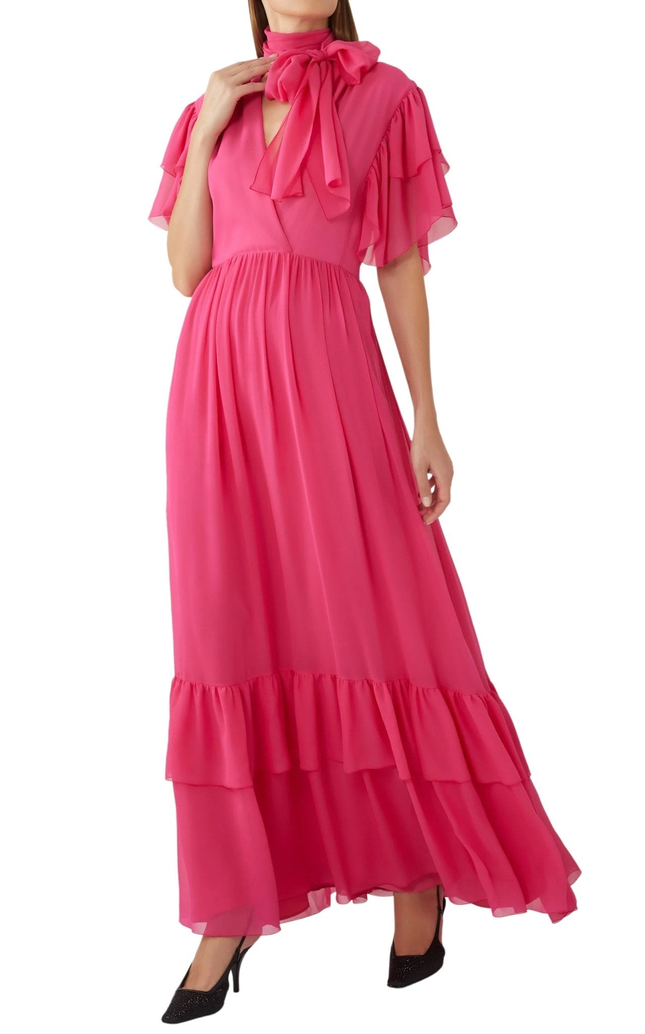 Gucci Pink Ruffle Silk Georgette Dress - Runway Catalog
