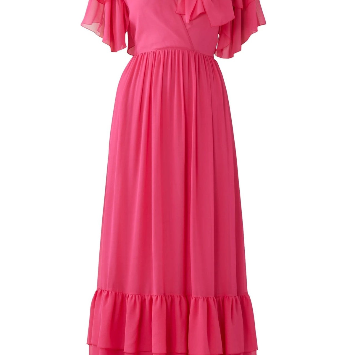 gucci pink chiffon dress Ruffled Trim Chiffon Gown, 2024 - Gucci