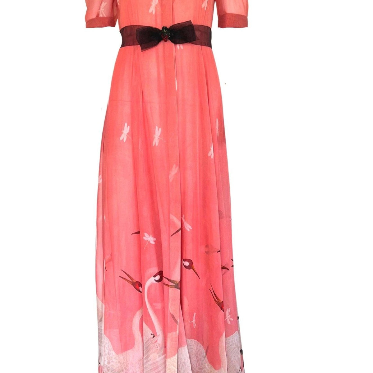Gucci Pink Swan Print Dress with Bows on the Front  Runway Catalog