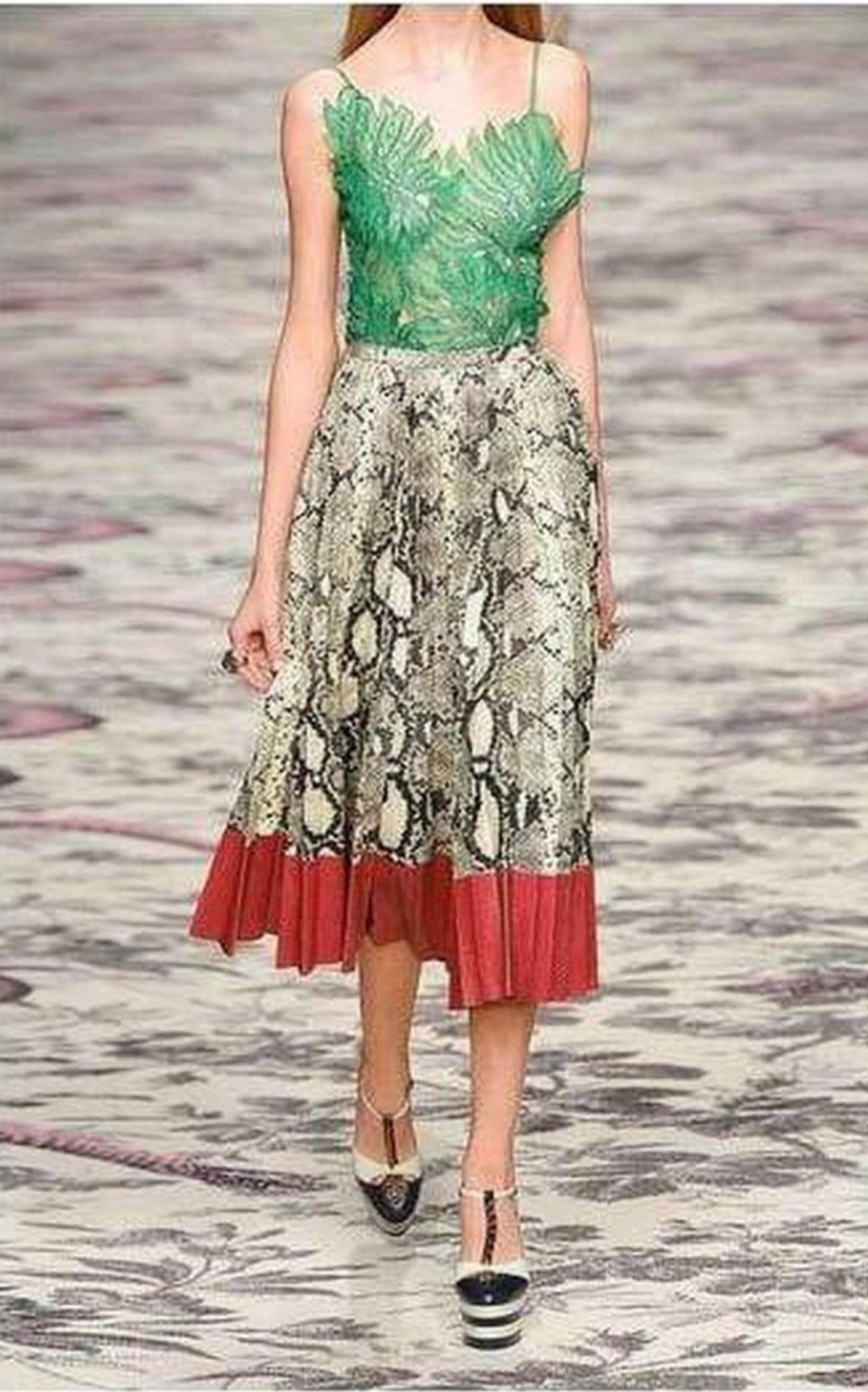 Gucci Pleated Snake - Effect Leather Skirt - Runway Catalog