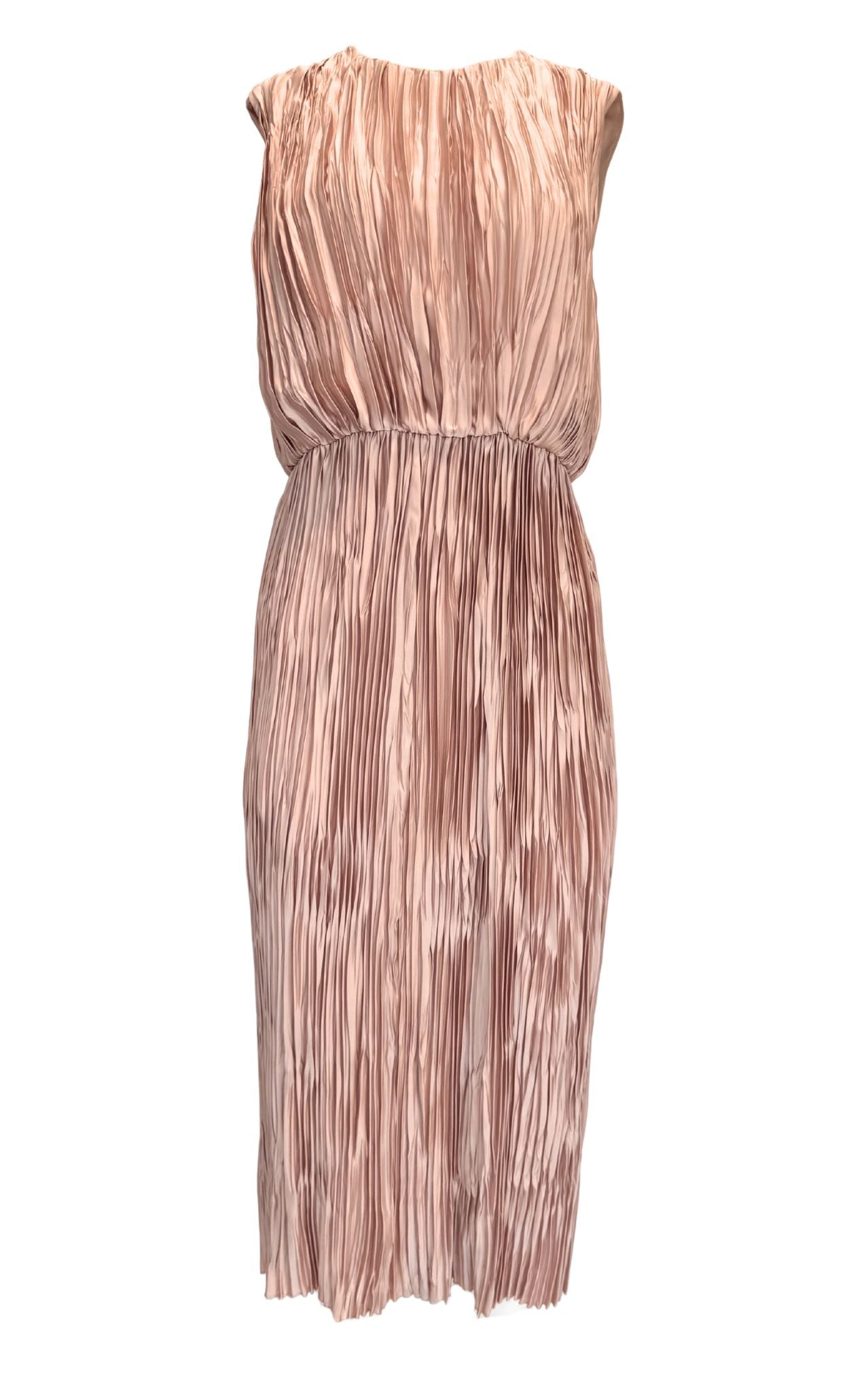 Gucci pale rose plissé poly satin dress with pleated texture