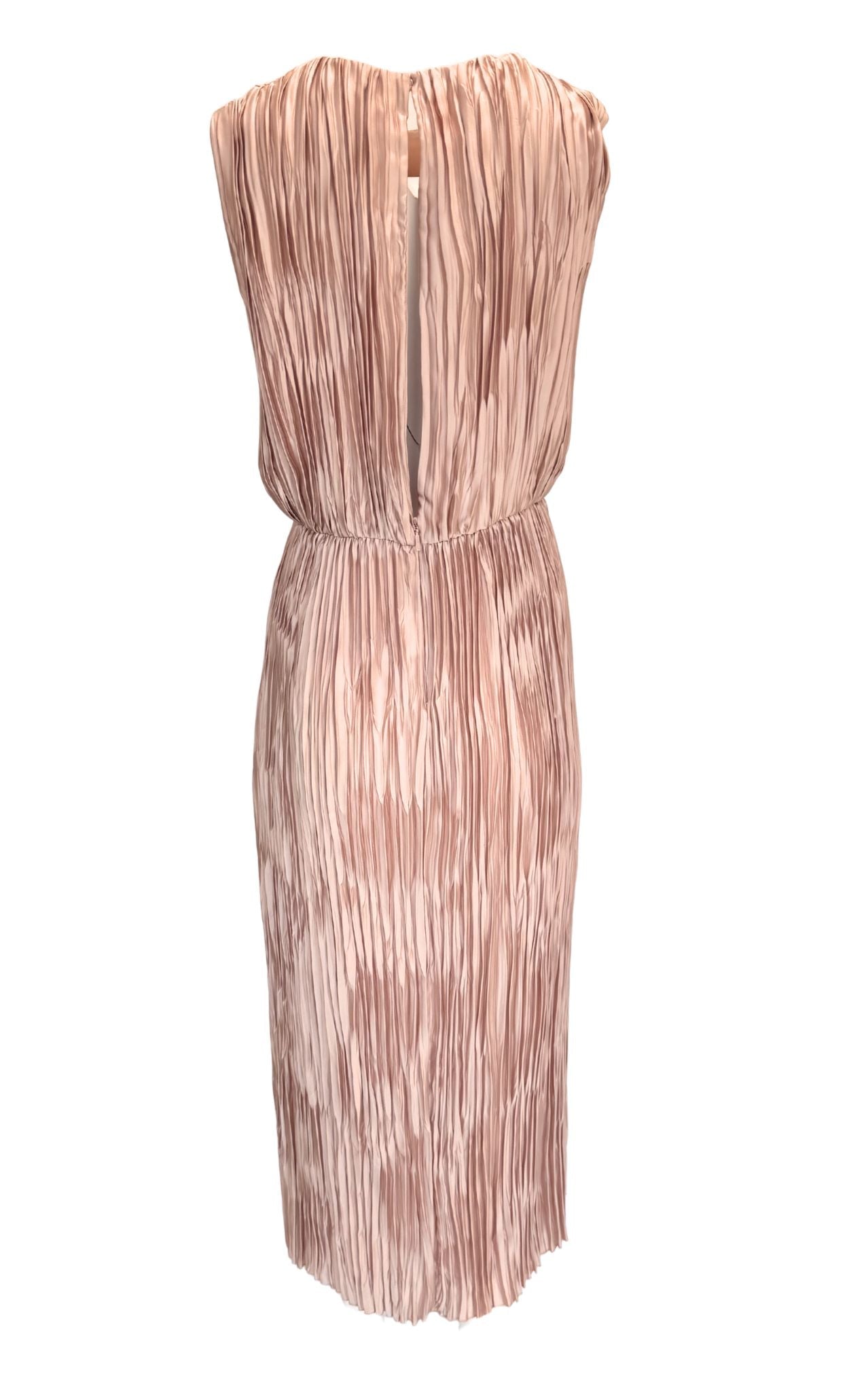 Gucci pale rose plissé poly satin dress with pleated texture