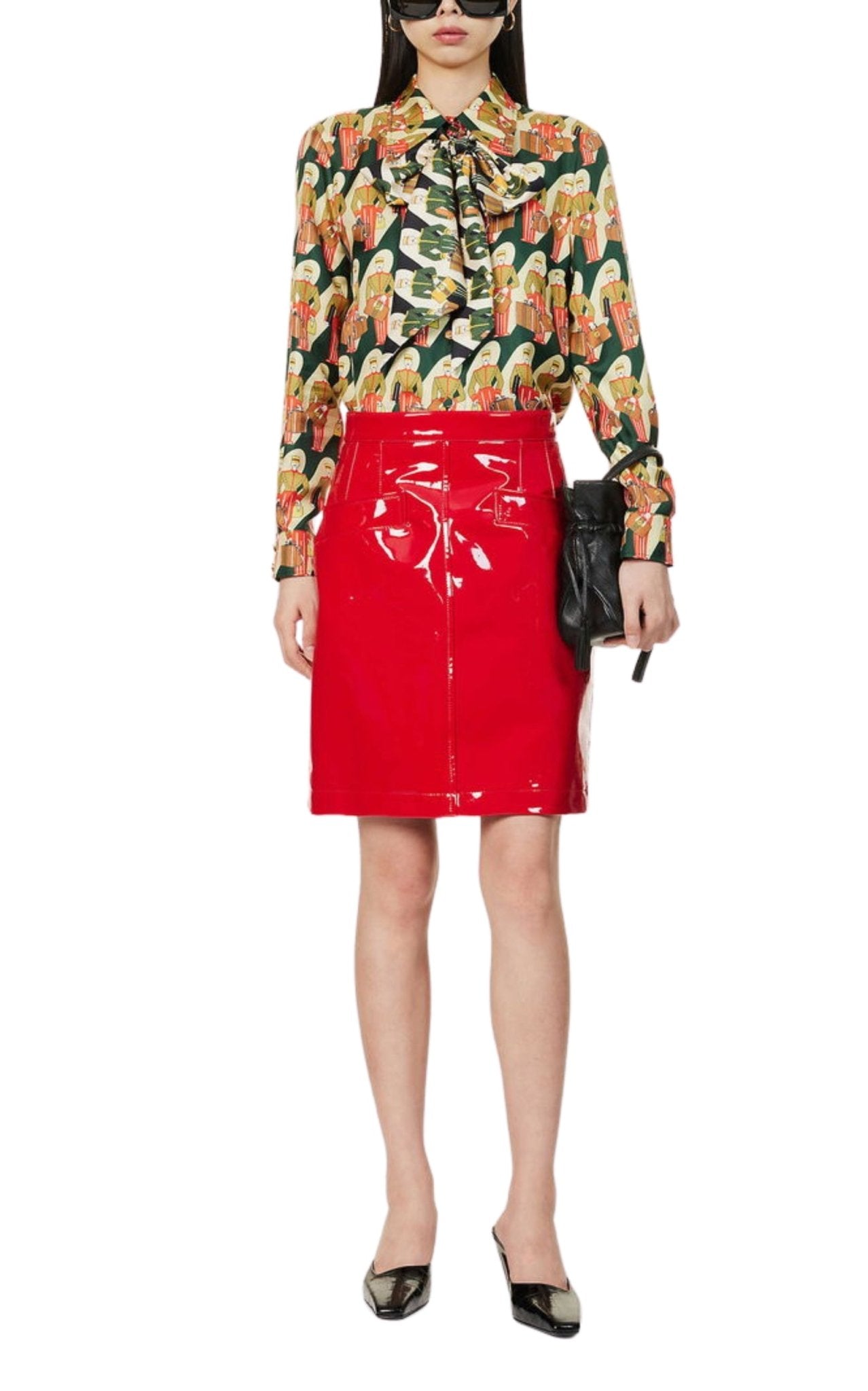Gucci Red Vinyl Midi Skirt Mid - Waist - Runway Catalog