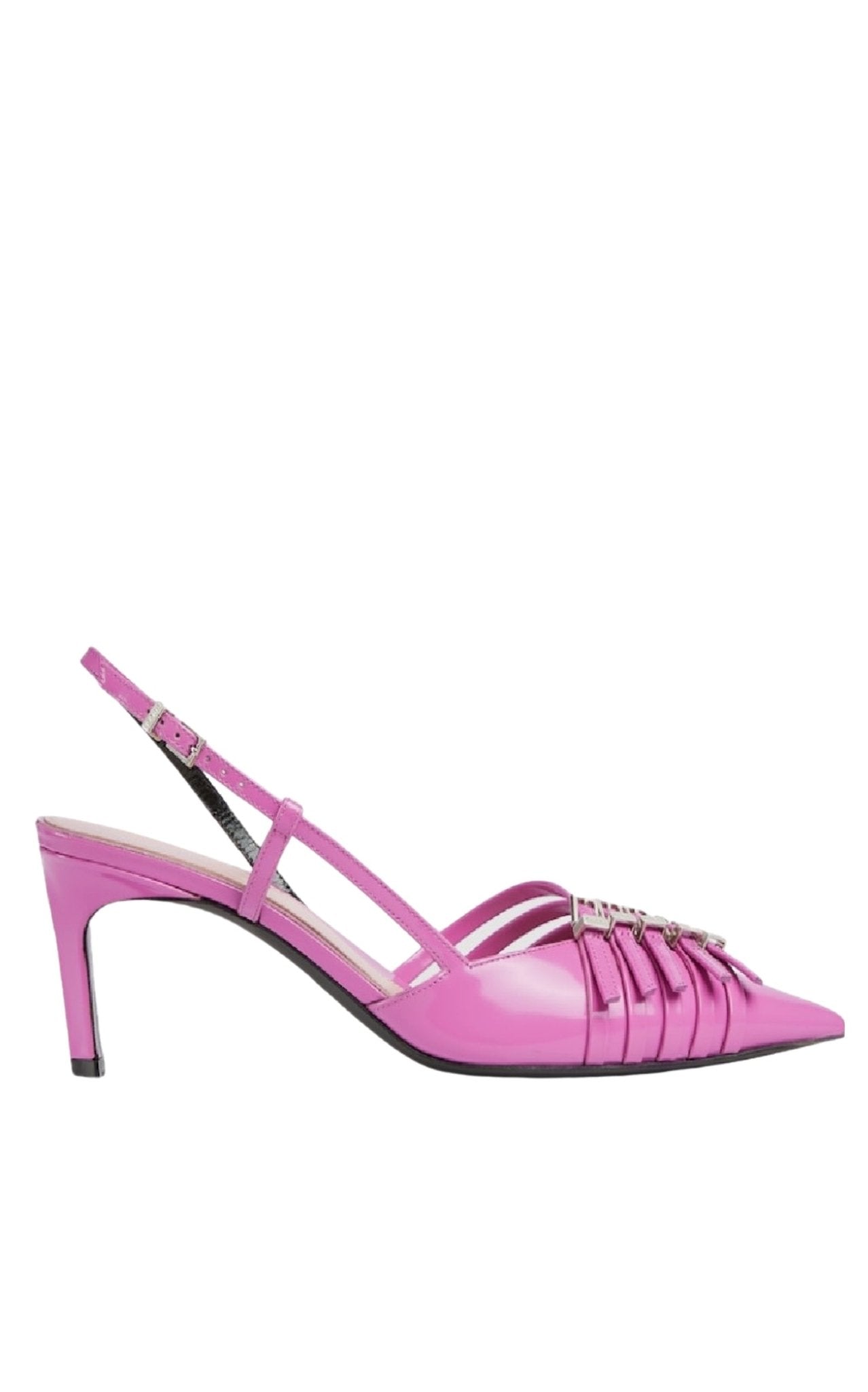 Gucci Regent buckle slingback pumps in smooth leather with pointed toe and 65mm heel
