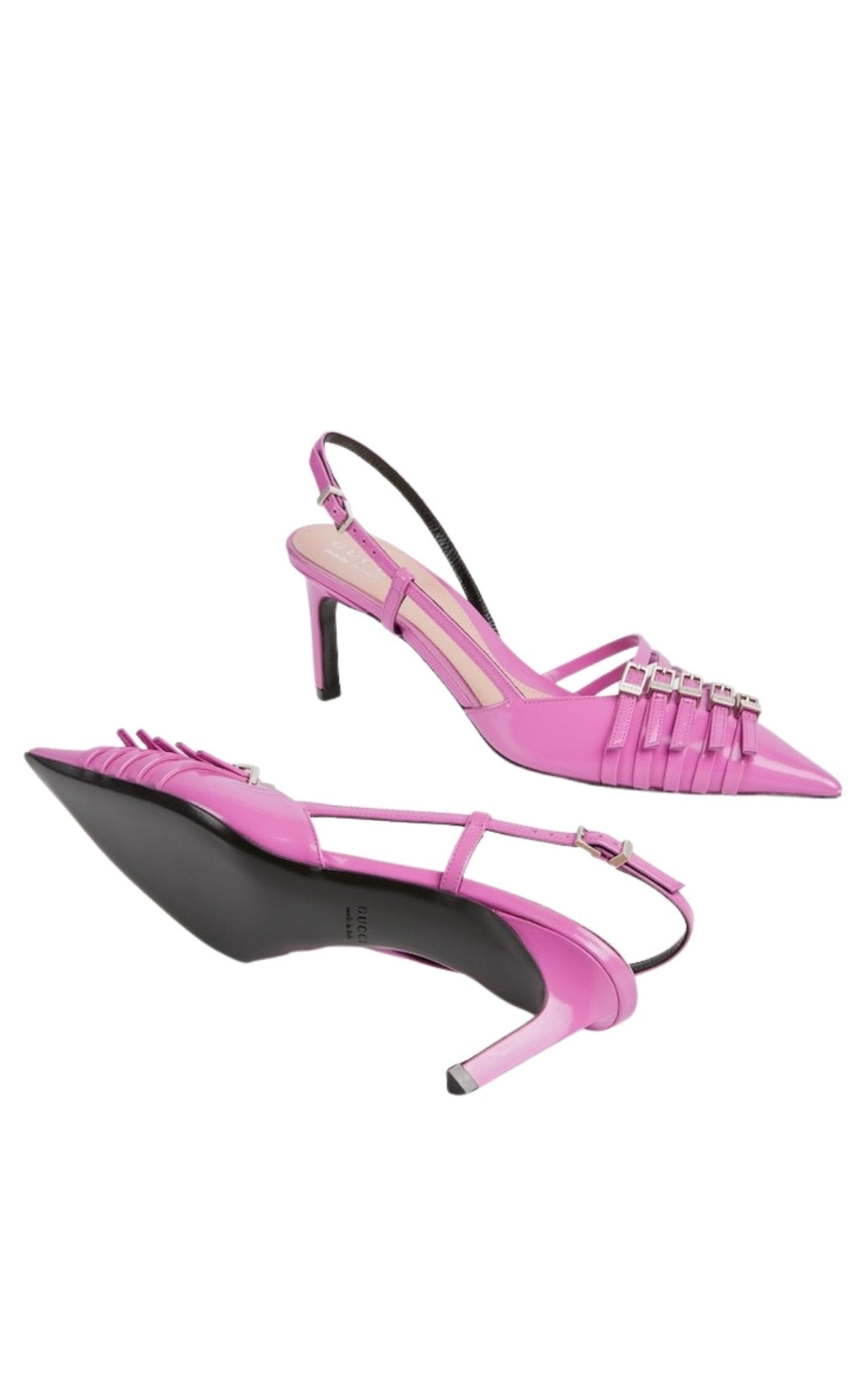 Leather sole of Gucci Regent slingback pumps made in Italy