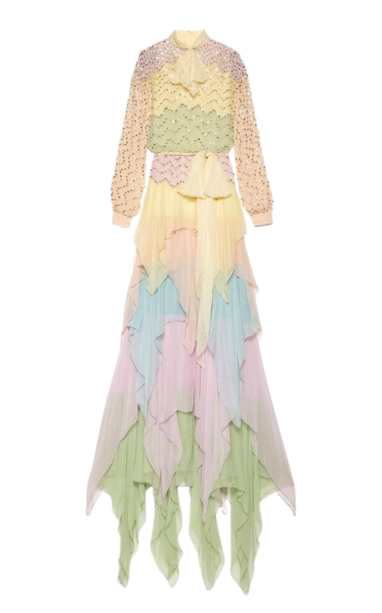 Gucci Gucci Ruffled Silk Pearl Gown - Runway Catalog