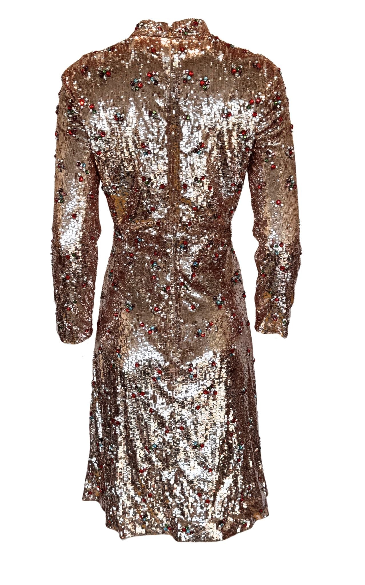 Gucci crystal-embroidered sequin tulle dress with bow brooch