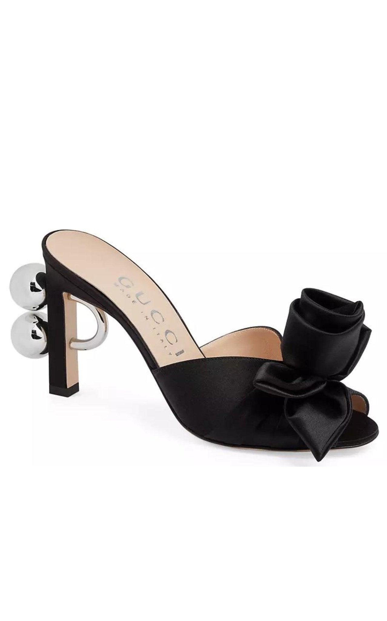 Gucci Shawana Satin Flower Mules in Black - Runway Catalog