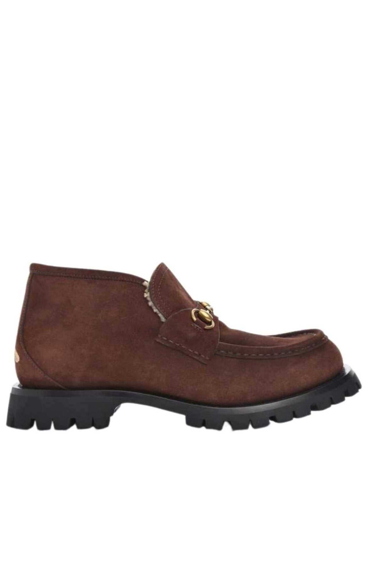 Gucci Men's Harald Horsebit Shearling Suede Ankle Boots