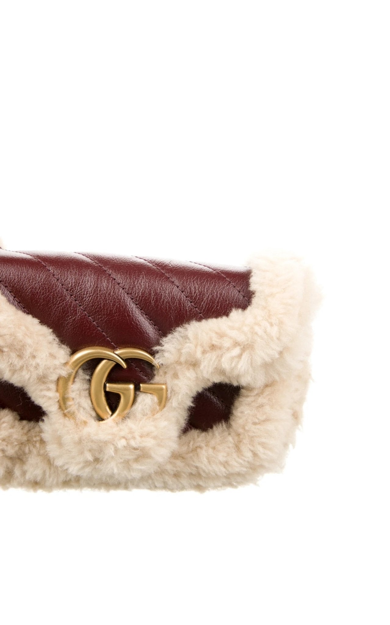 Gucci Shearling Trim Super Mini GG Marmont Shoulder Bag - Runway Catalog