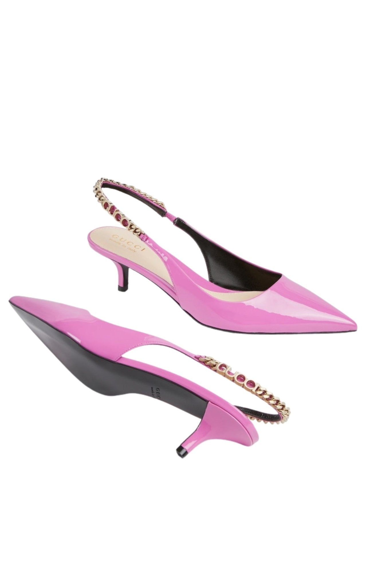 Gucci Signoria Patent Leather Slingback Pumps in pink