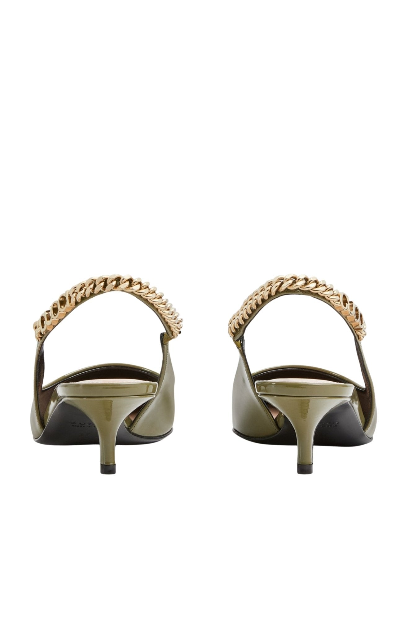 Gucci Signoria Patent Leather Slingback Pumps in green