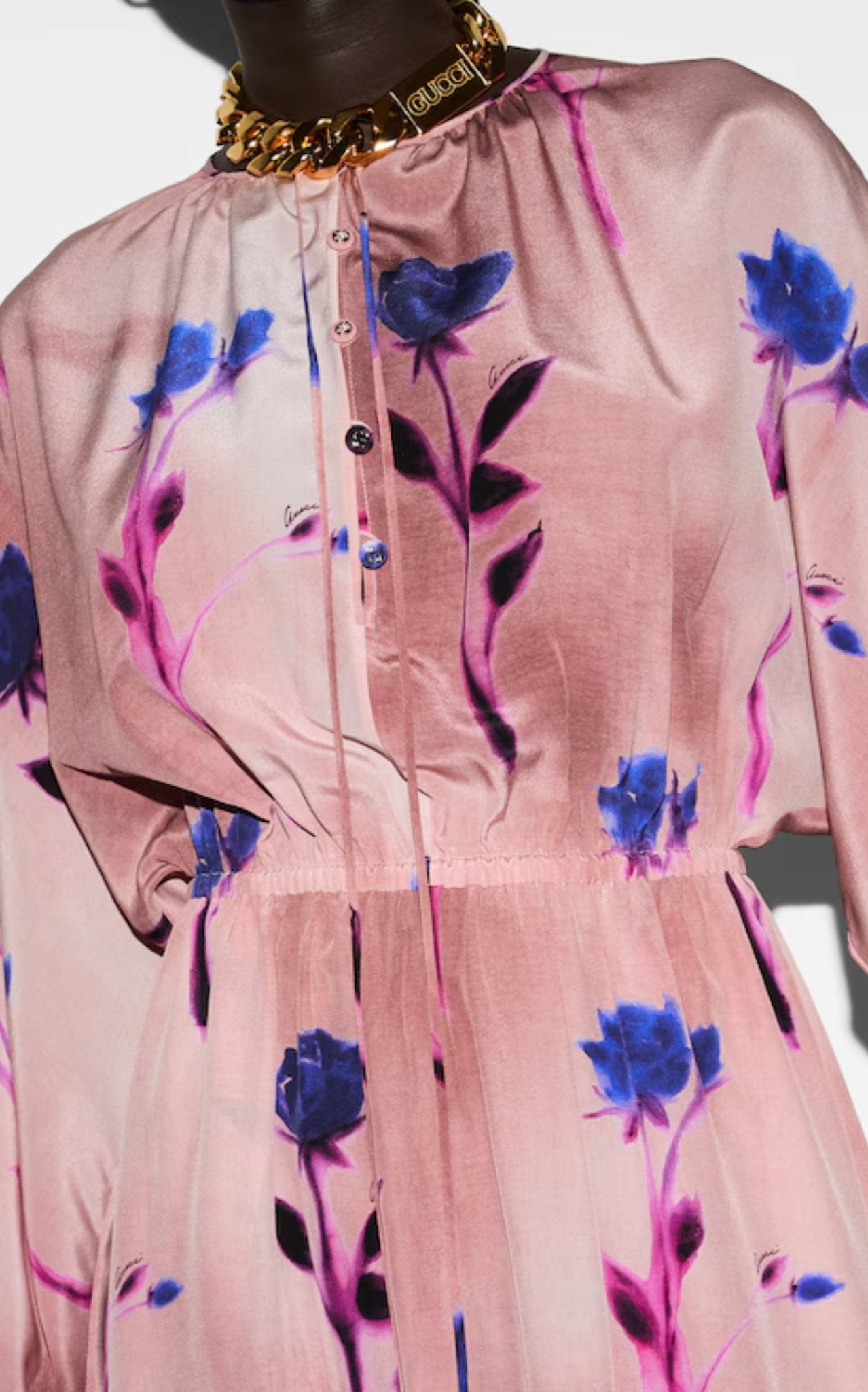 Gucci Silk Crepe De Chine Floral Print Dress - Runway Catalog