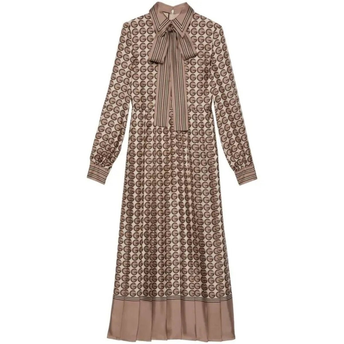 Gucci Silk Shirt Dress with Round G Logo Print - Runway Catalog
