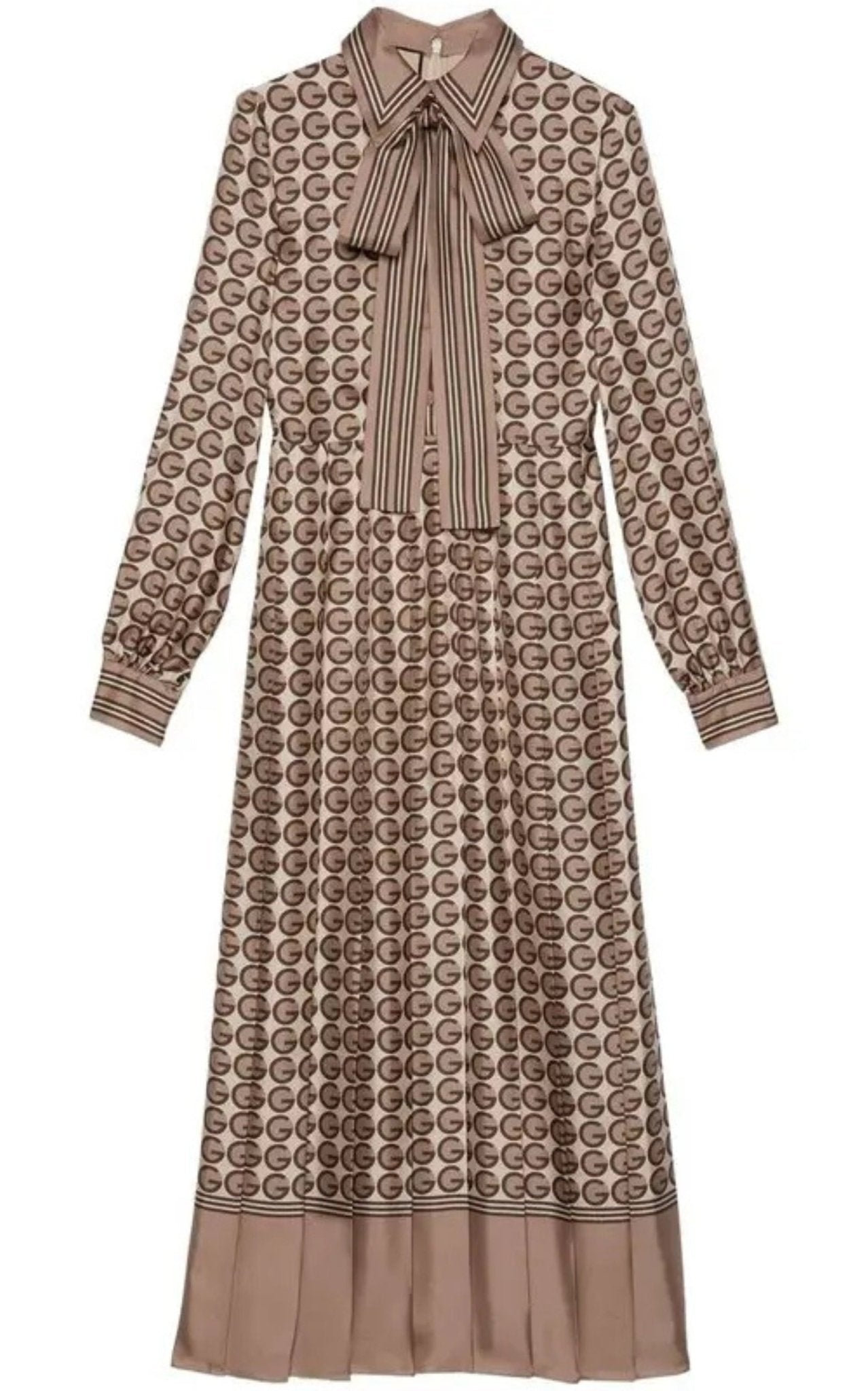 Gucci Silk Shirt Dress with Round G Logo Print - Runway Catalog