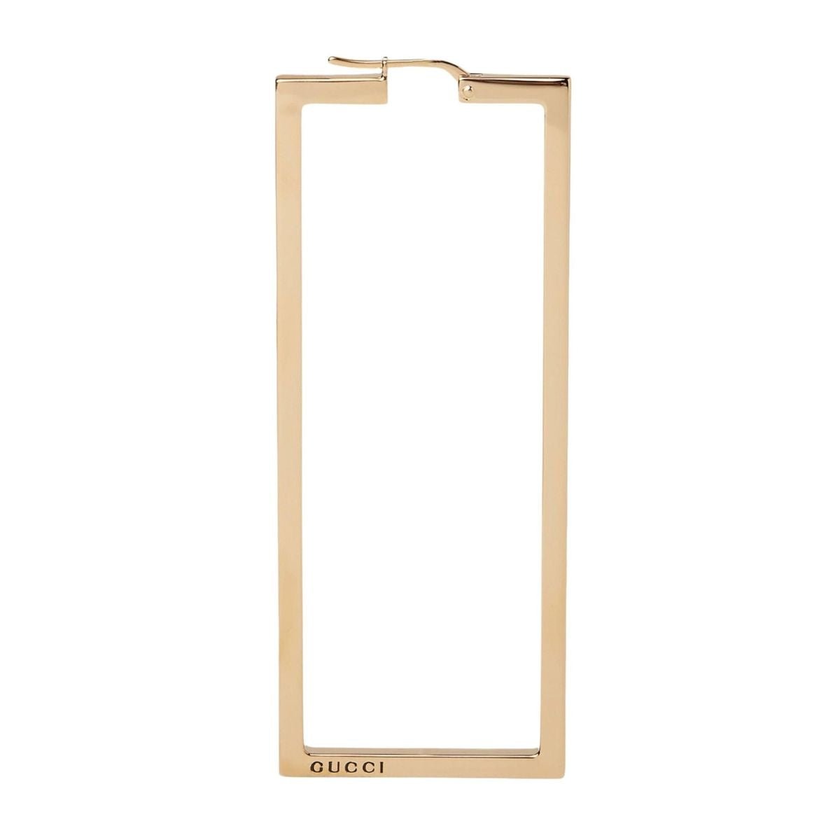 Boucles d'oreilles Gucci rectangulaires simples avec logo gravé - Catalogue Runway