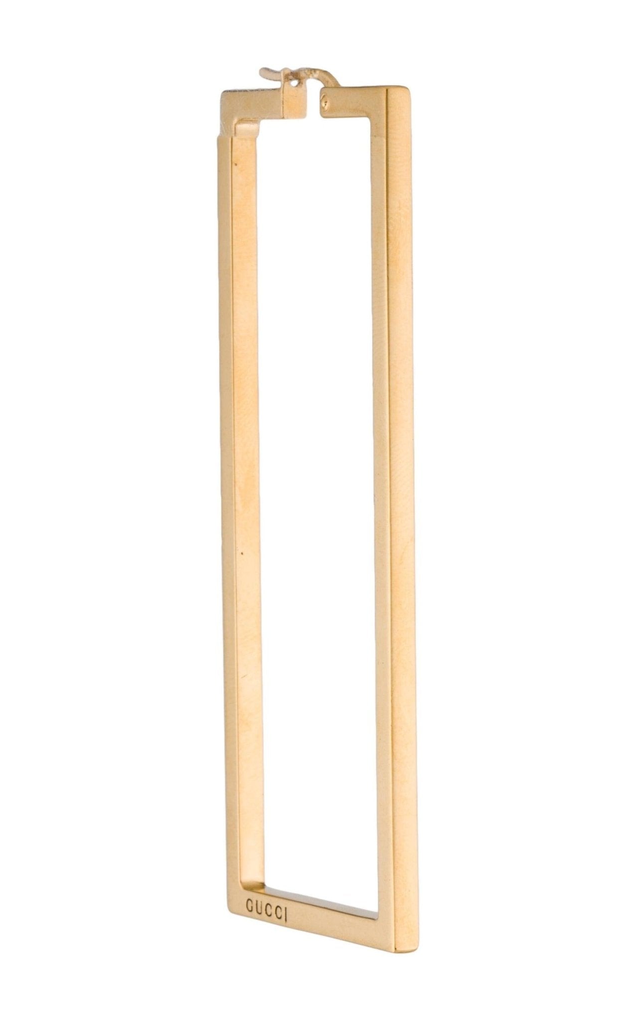 Boucles d'oreilles Gucci rectangulaires simples avec logo gravé - Catalogue Runway