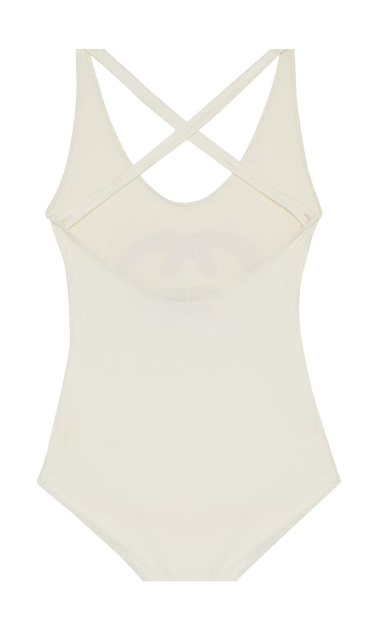 Gucci ivory sparkling jersey swimsuit with Interlocking G 1921 print