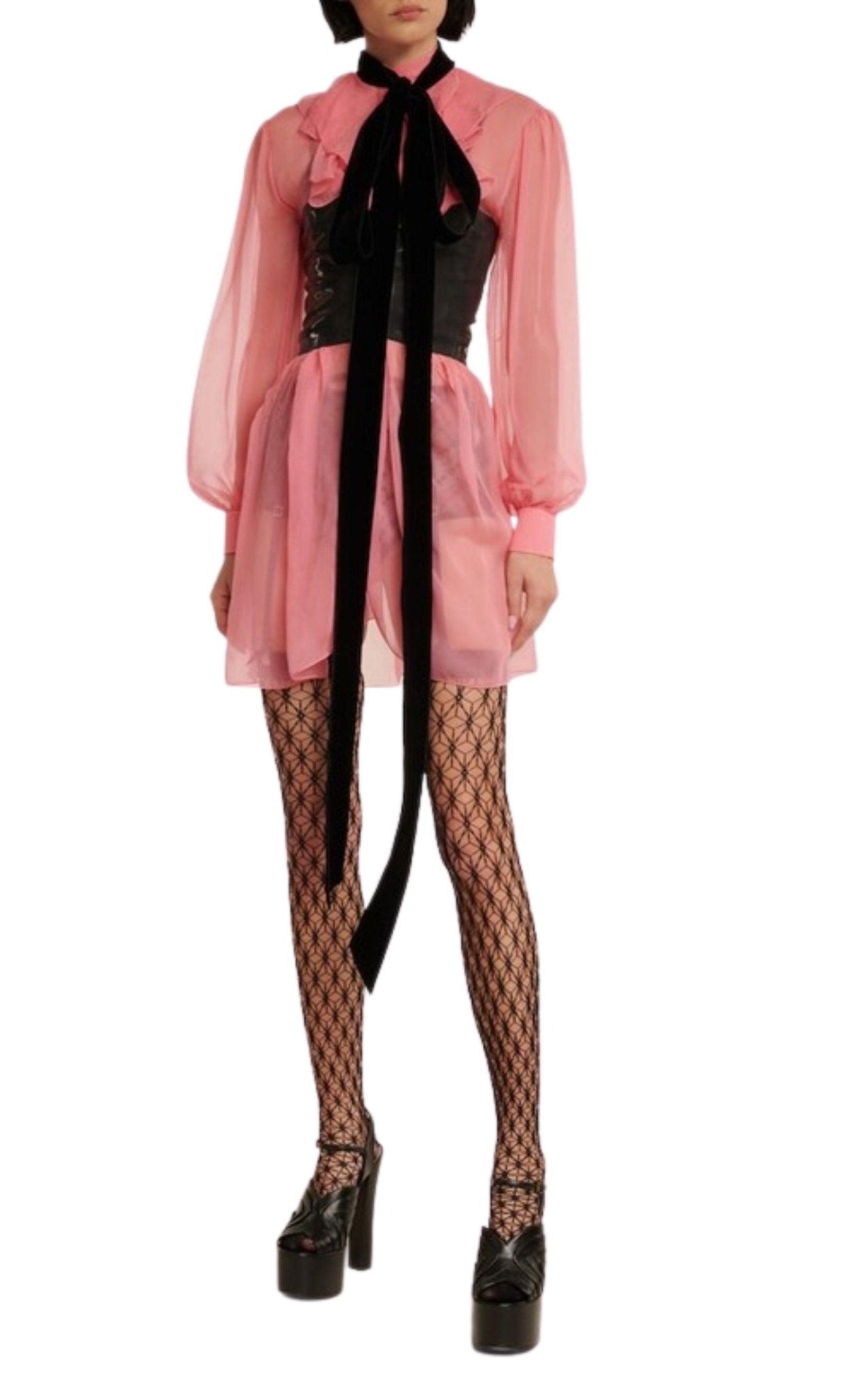 Gucci Velvet Ties Silk - chiffon Dress - Runway Catalog