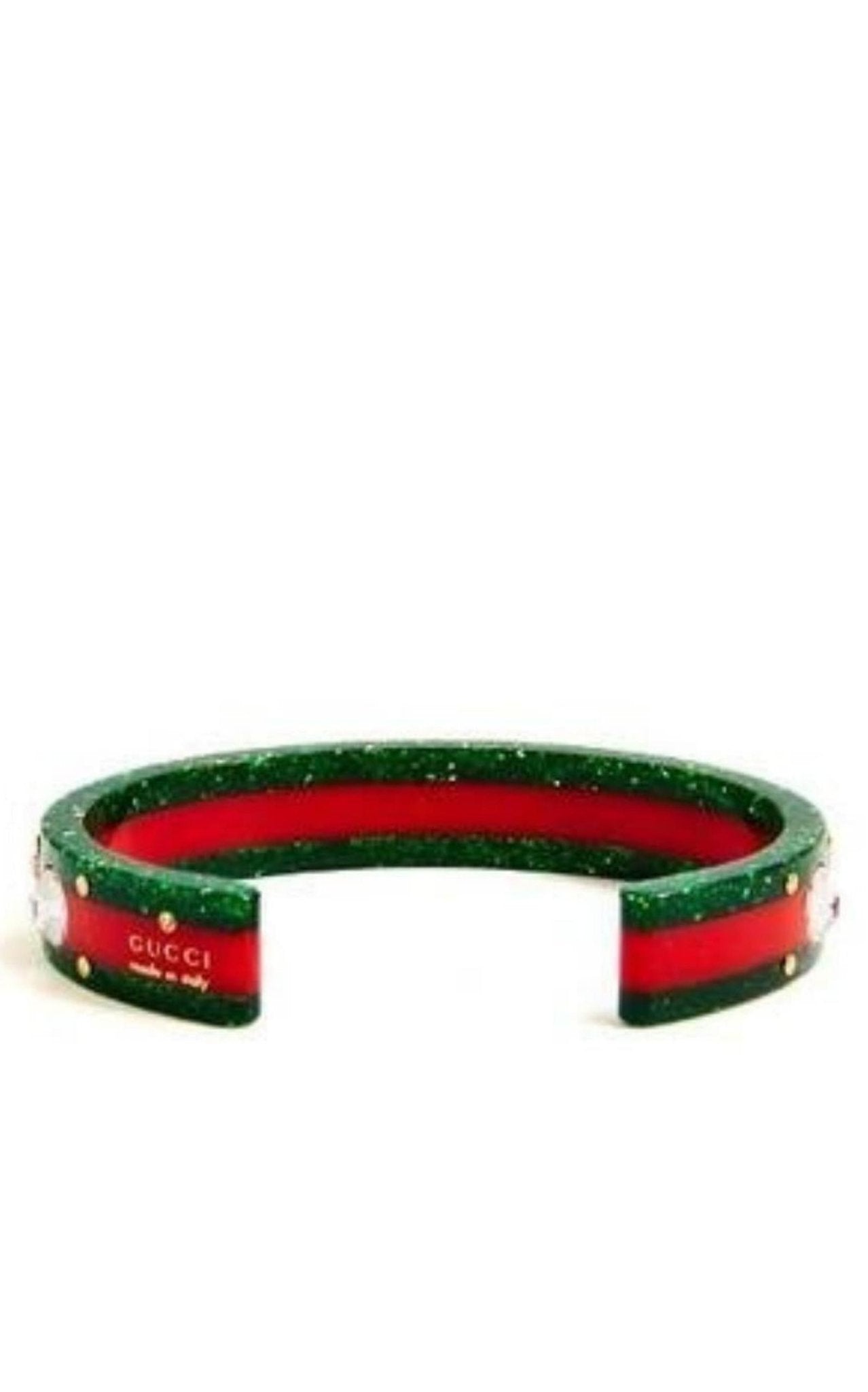 Gucci Vintage Web Cuff Bracelet With Crystals - Runway Catalog