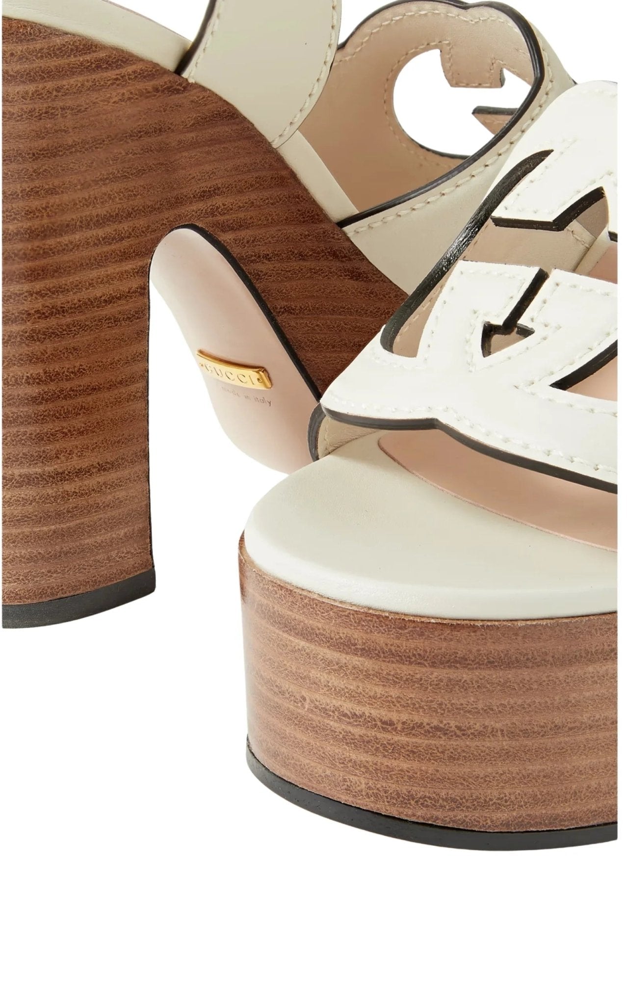 Gucci White Interlocking G Cutout Leather Platform Sandals - Runway Catalog