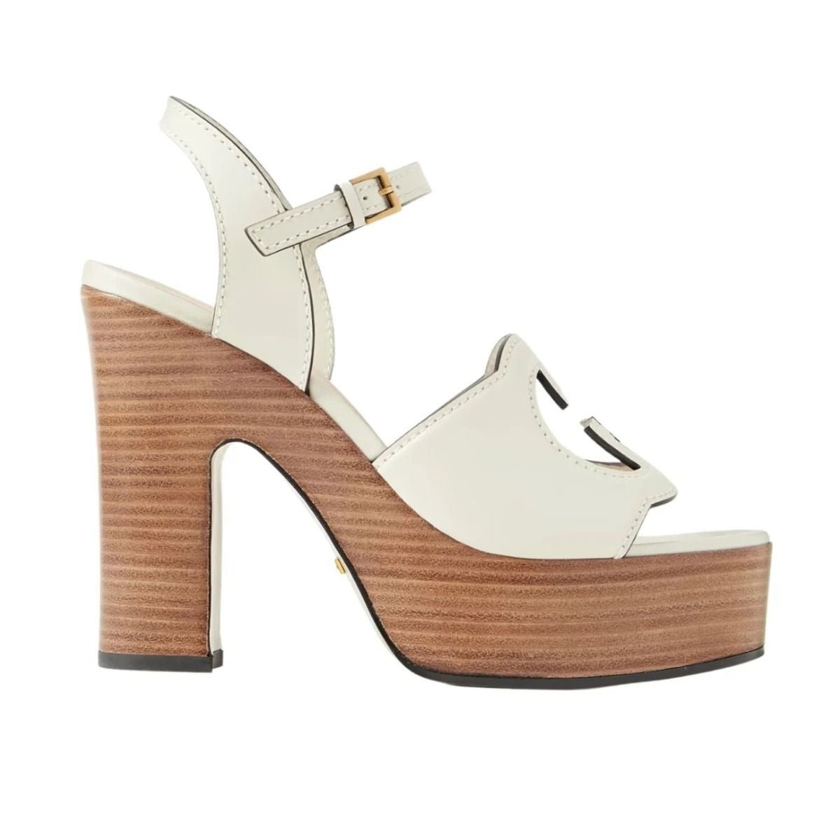 Gucci White Interlocking G Cutout Leather Platform Sandals - Runway Catalog