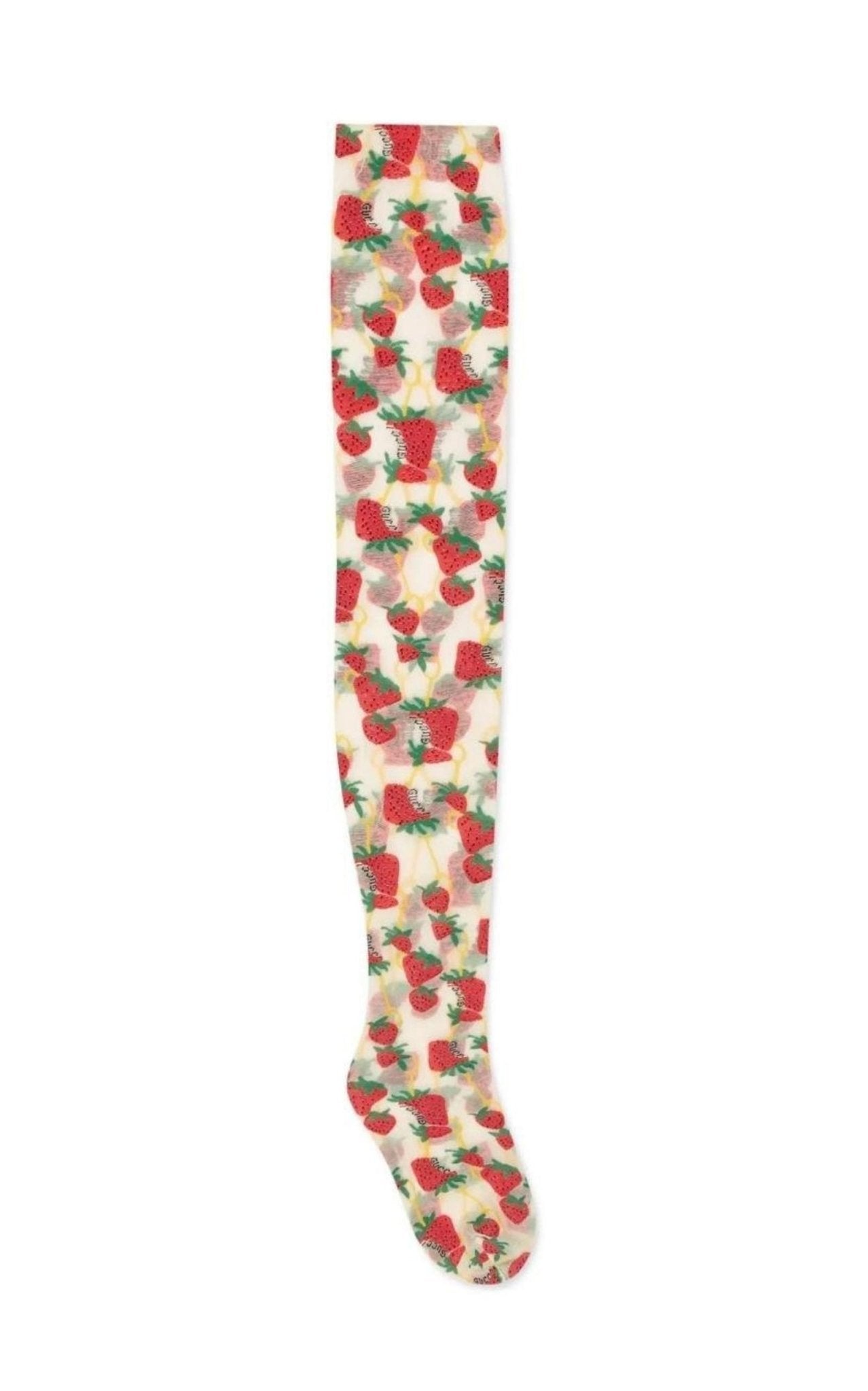 Gucci White Strawberry Logo Horse-bit Tights