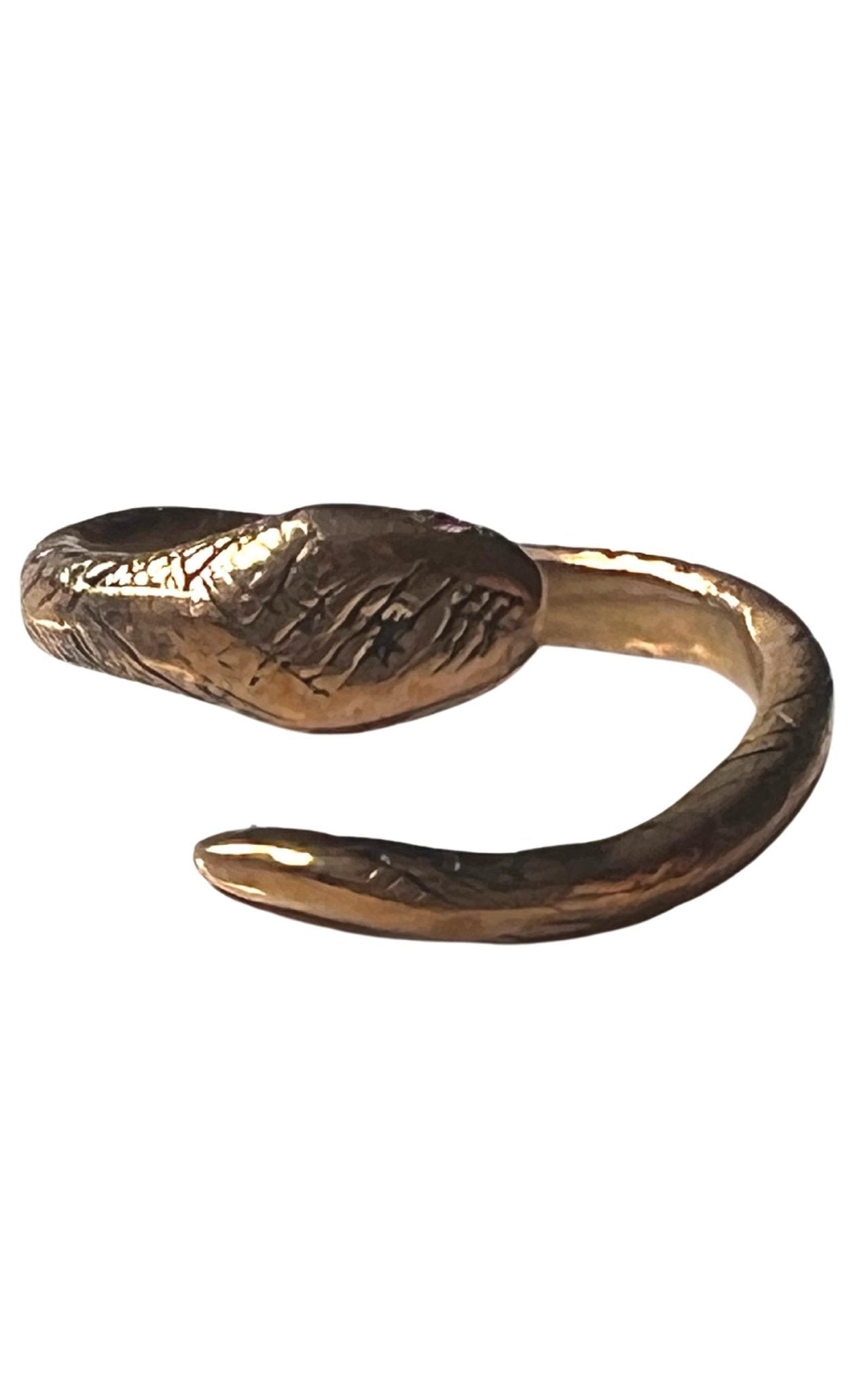 J Dauphin Ruby Snake Ring Bronze Adjustable - Runway Catalog