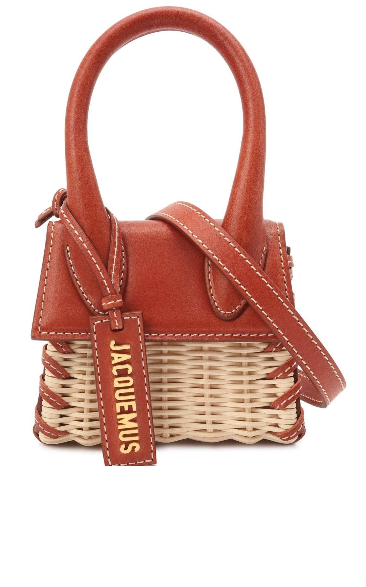 Jacquemus Leather and Rattan Chiquito Mini-Bag in Brown