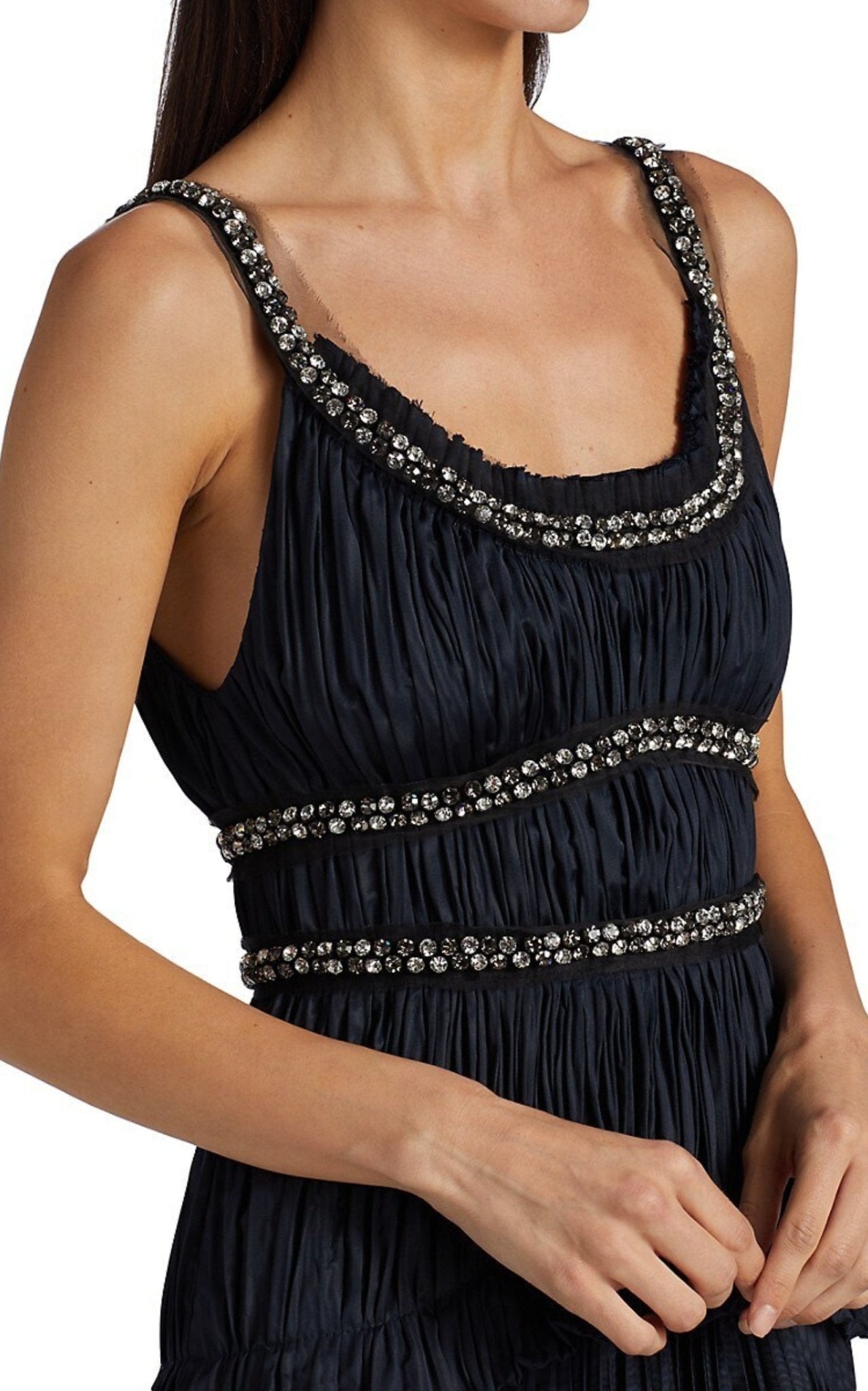 Jason Wu Crystal - Beaded Moire Taffeta Midi Dress - Runway Catalog