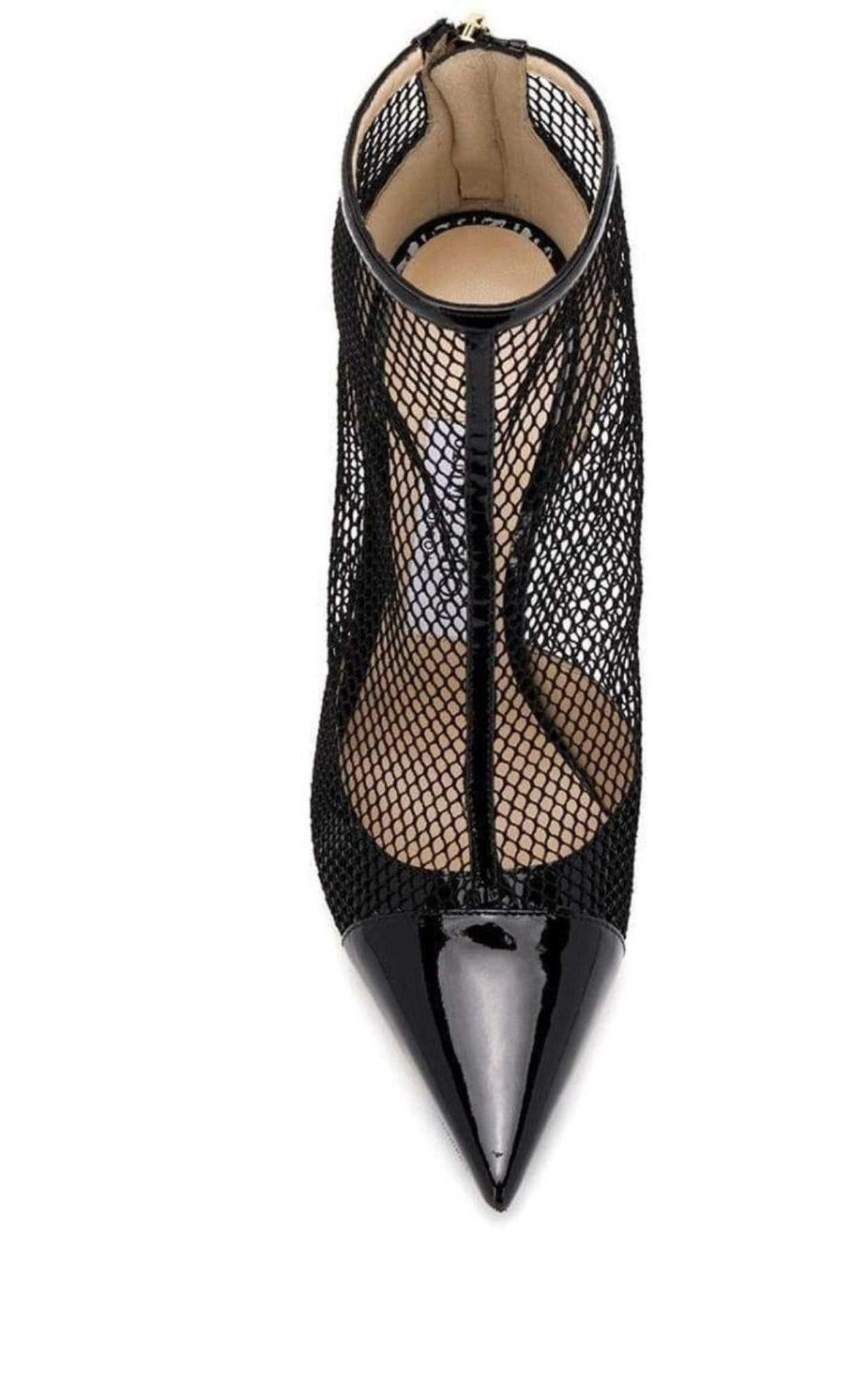 Jimmy Choo Kix 100 Fishnet Lackleder-Stiefeletten – Runway-Katalog