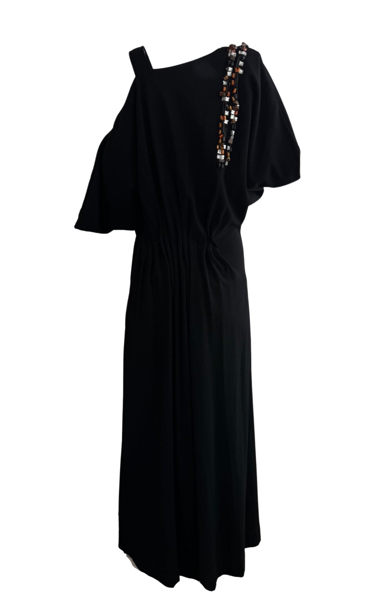 Koche Asymmetric Amber Stone Embellished Midi Dress - Runway Catalog