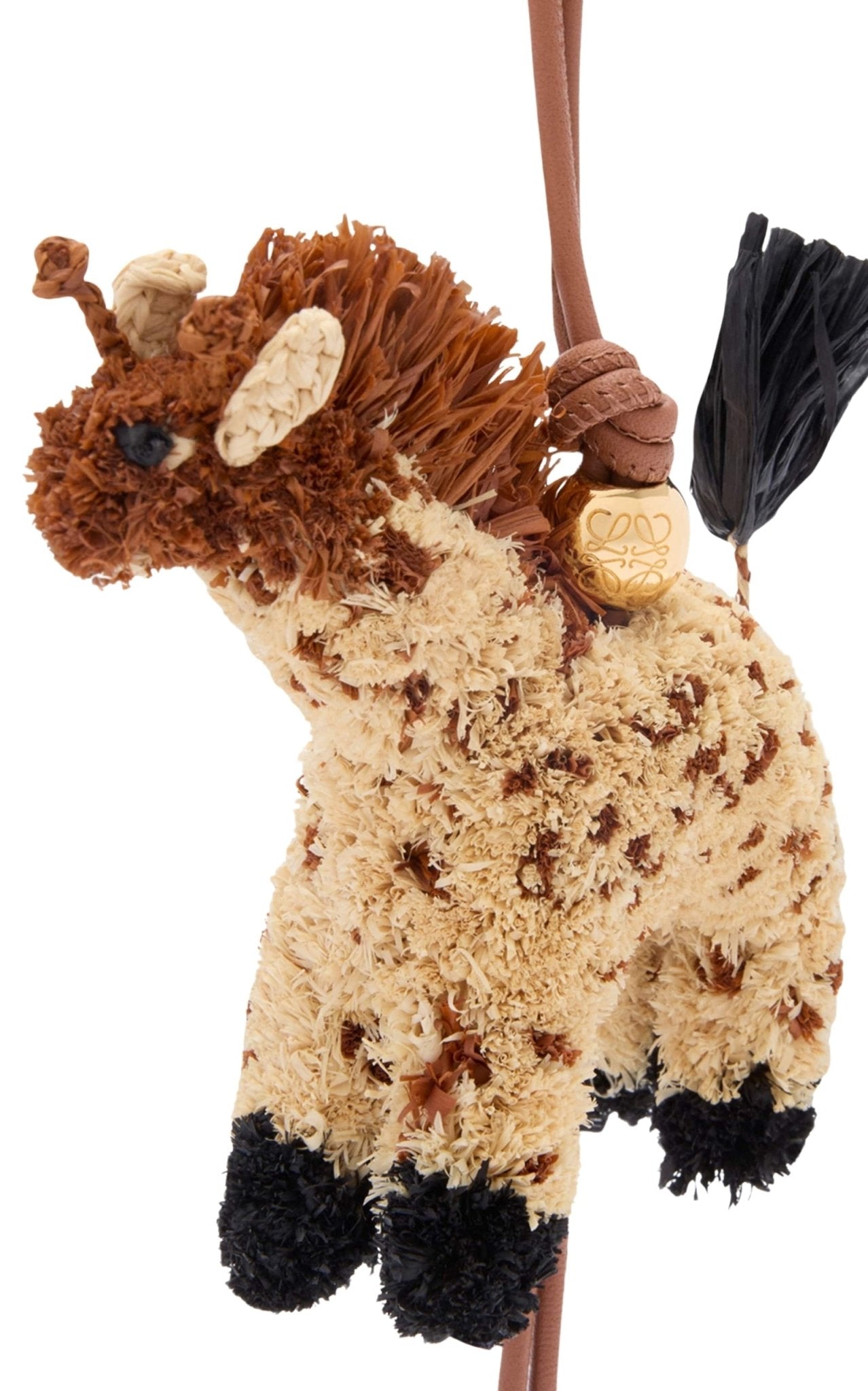 Charm pour sac Loewe Giraffe en raphia et cuir de veau - Catalogue défilé