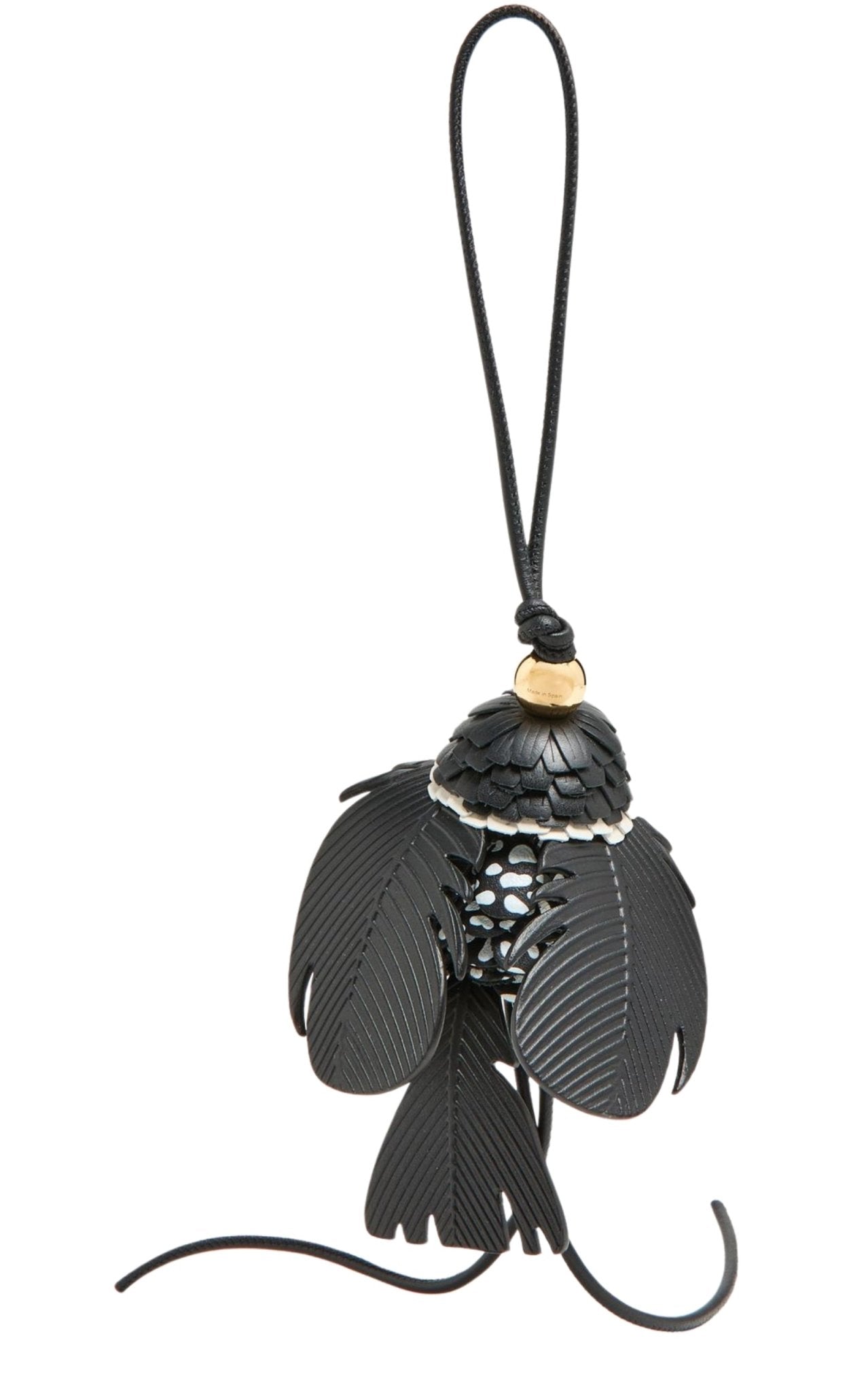 Loewe leather bird charm black white with gold Anagram