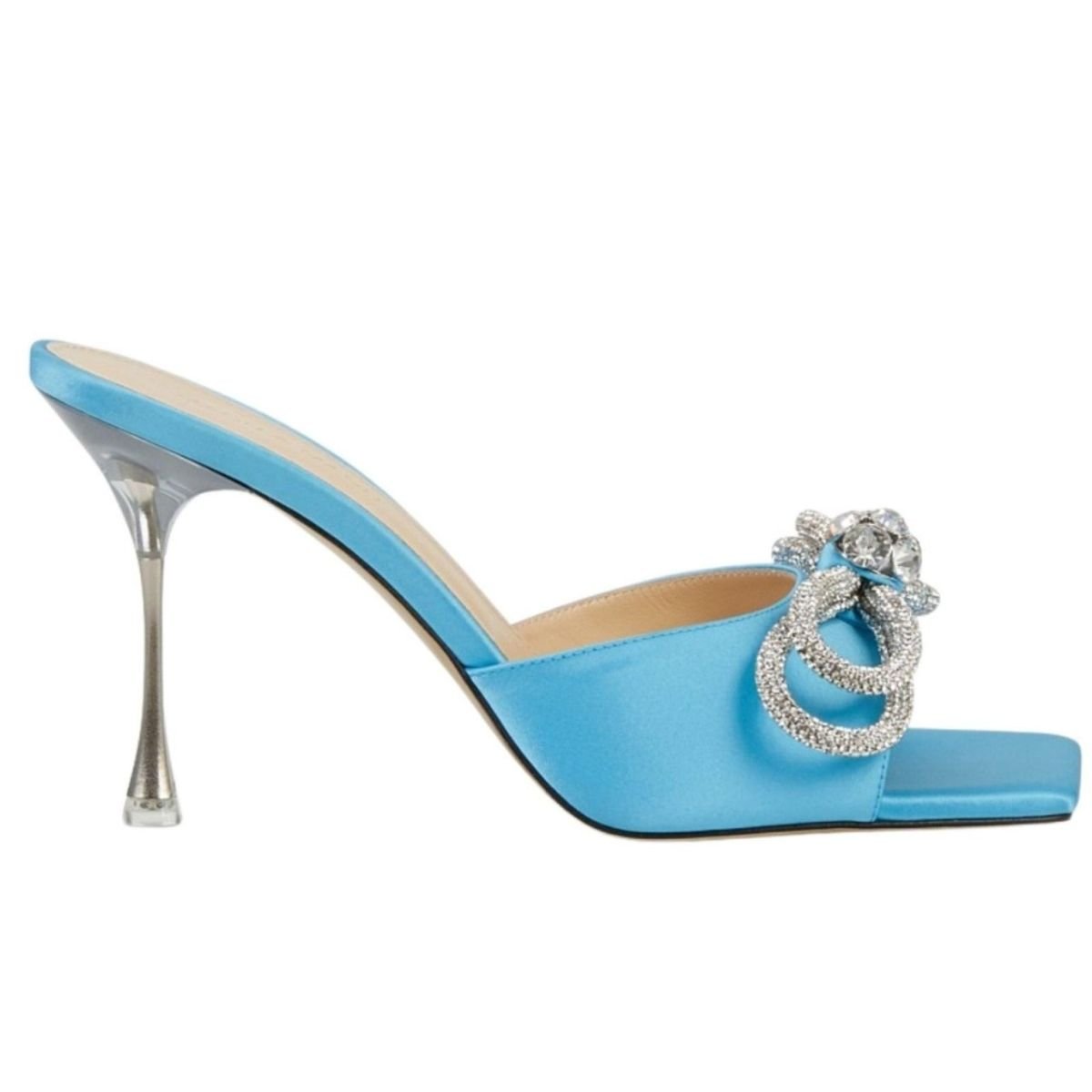MACH & MACH Blue Double Bow Square Toe Mules - Runway Catalog