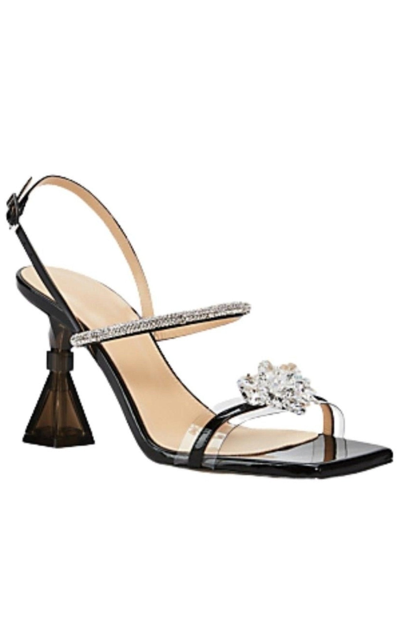 MACH & MACH Crystal - Embellished Patent Leather Slingback Sandals - Runway Catalog