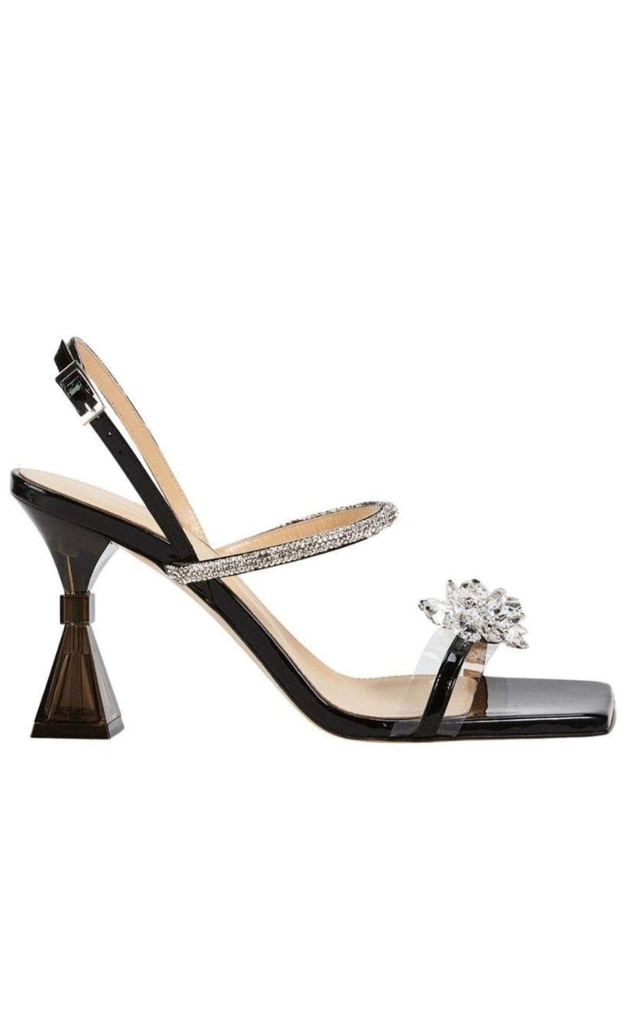 MACH & MACH Crystal - Embellished Patent Leather Slingback Sandals - Runway Catalog