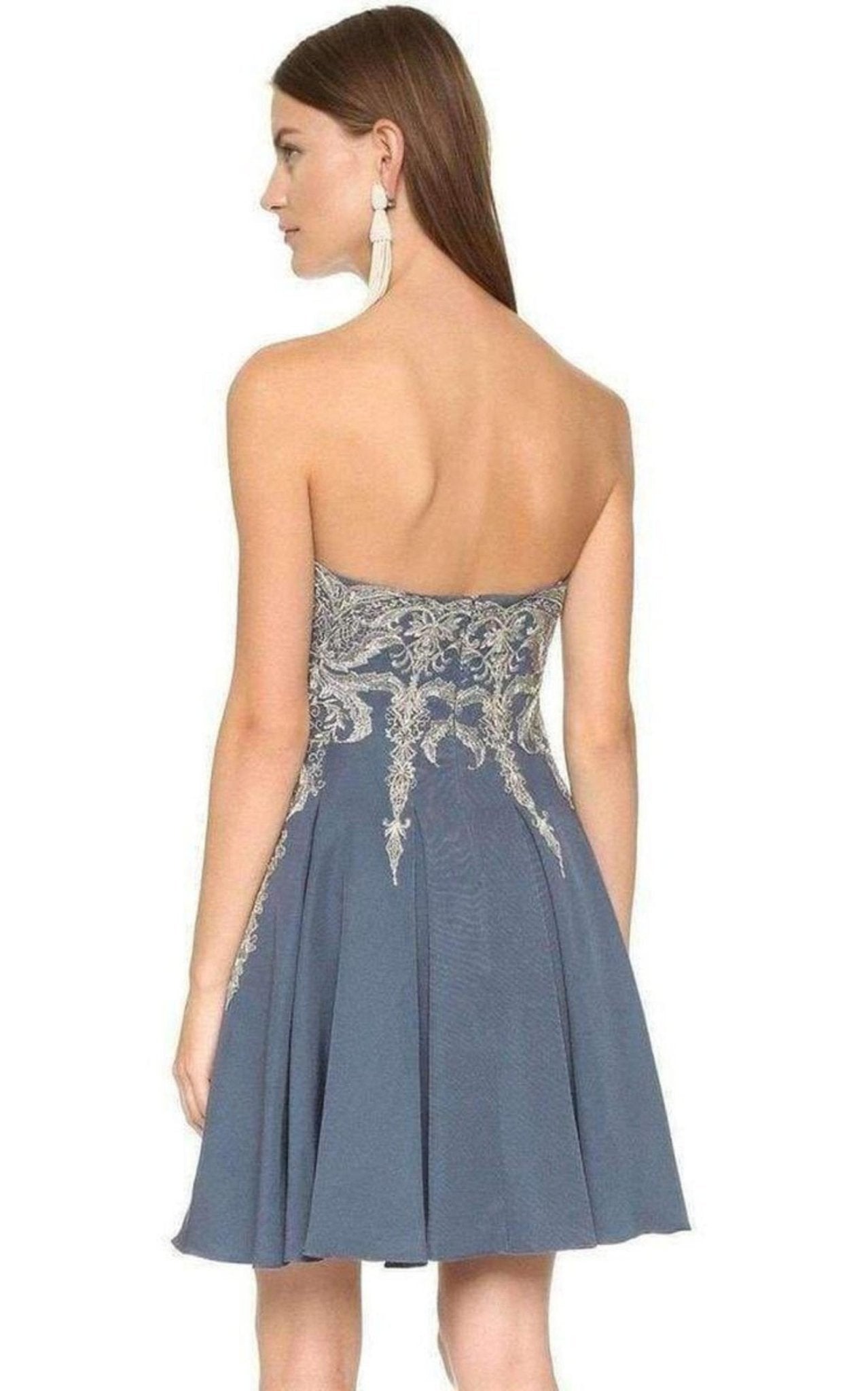 Marchesa Notte Embroidered Floral Strapless Dress - Runway Catalog