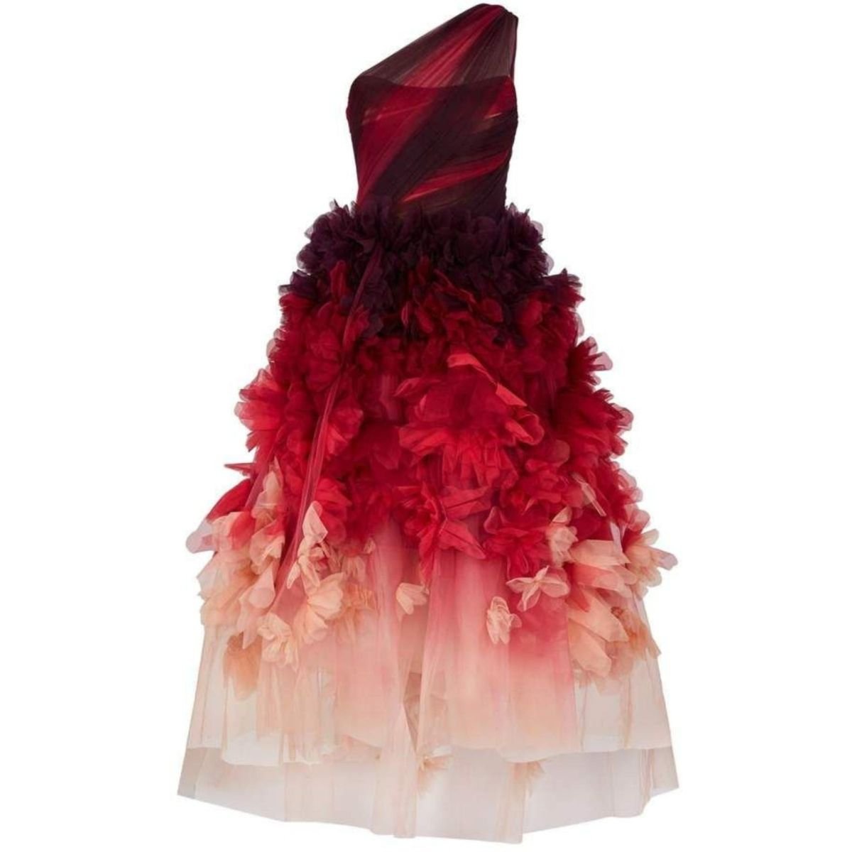 Marchesa One Shoulder Floral Dress - Runway Catalog