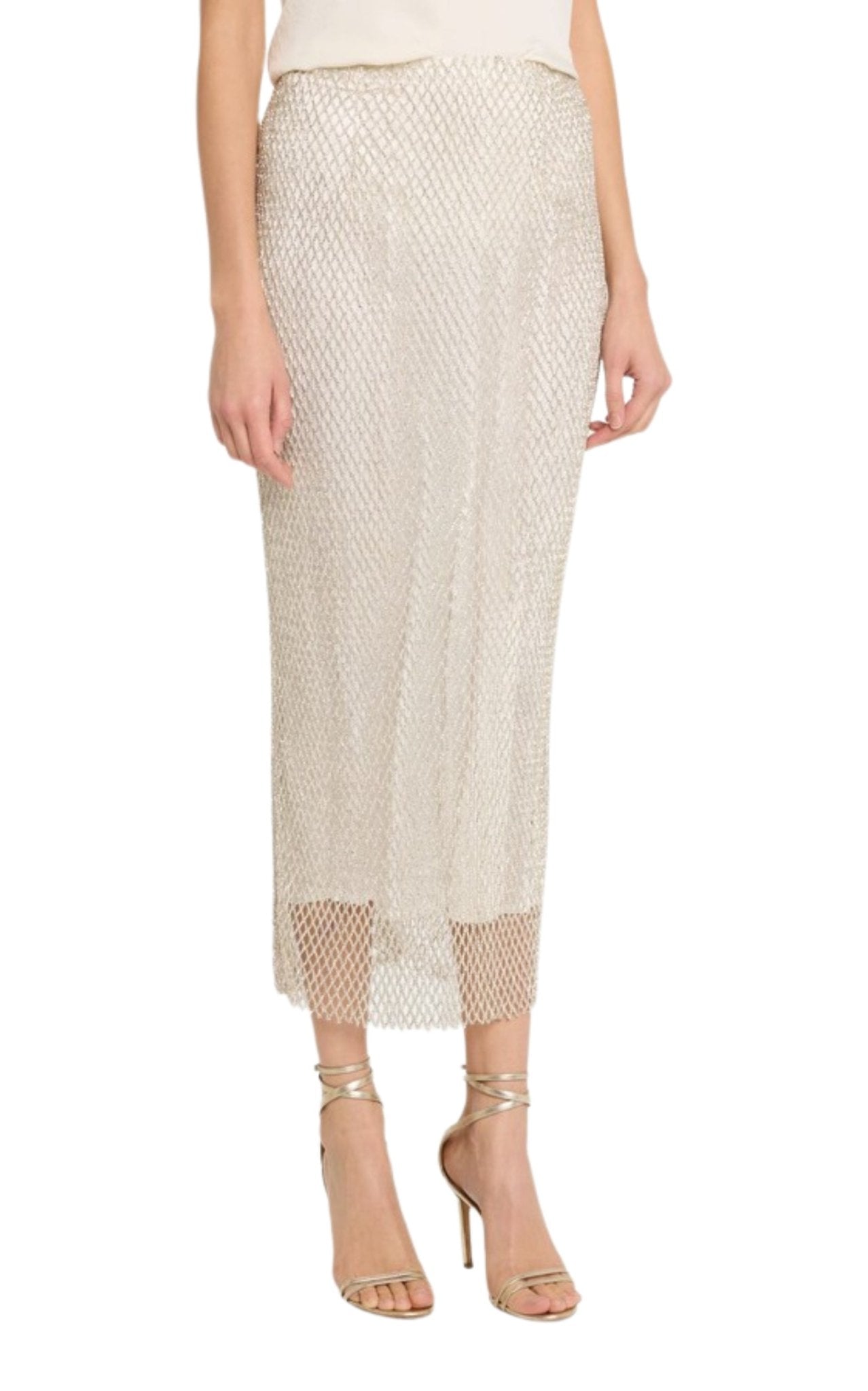 MARKARIAN Ulla Mesh Rhinestone - Embellished Pencil Skirt - Runway Catalog