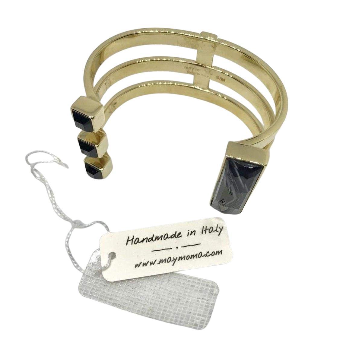 May Moma Gold Fay Black Onyx Semiprecious Baguette Bracelet - Runway Catalog