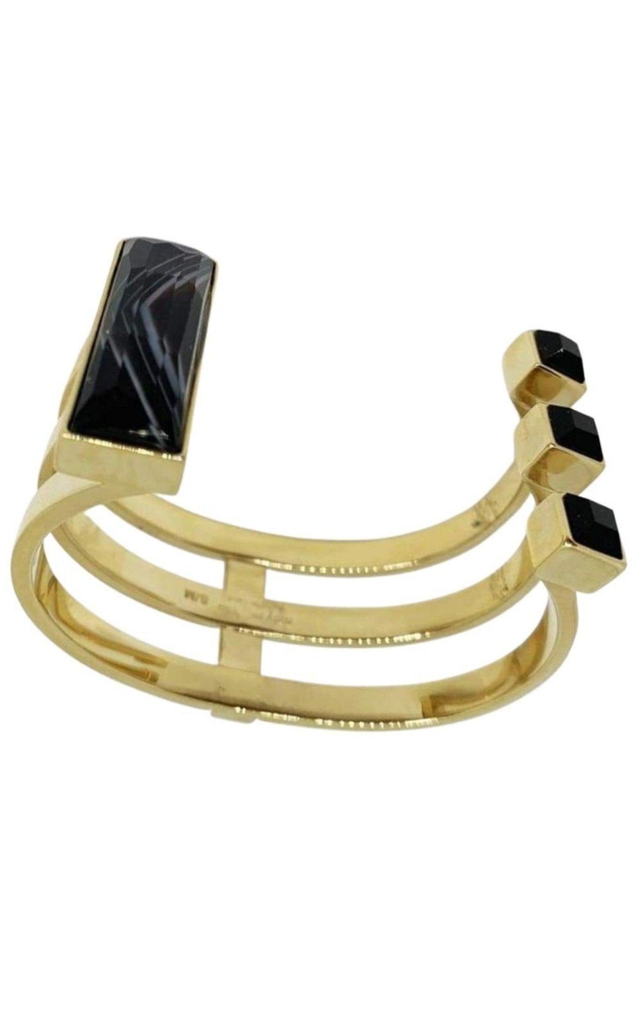 May Moma Gold Fay Black Onyx Semiprecious Baguette Bracelet - Runway Catalog