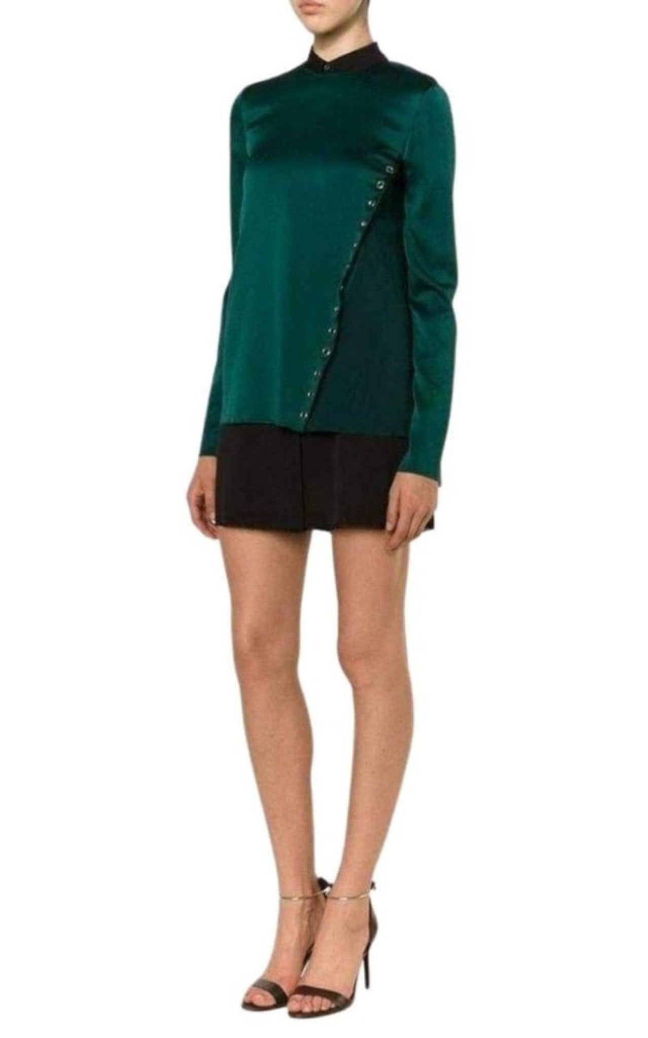 Mugler Forest Green Eyelet Detail Blouse - Runway Catalog