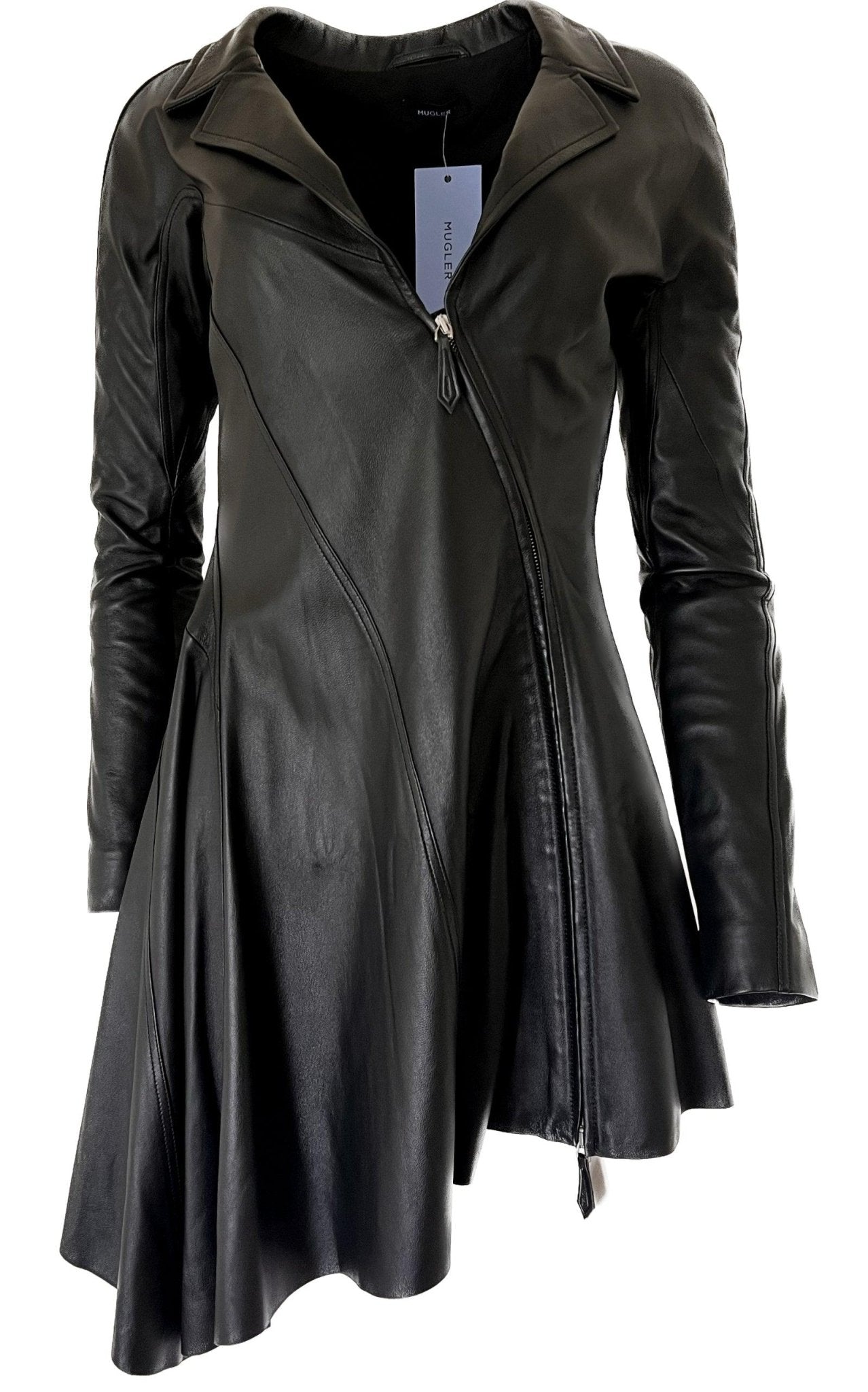 Mugler Runway Leather Dress Zip Closure - Runway Catalog