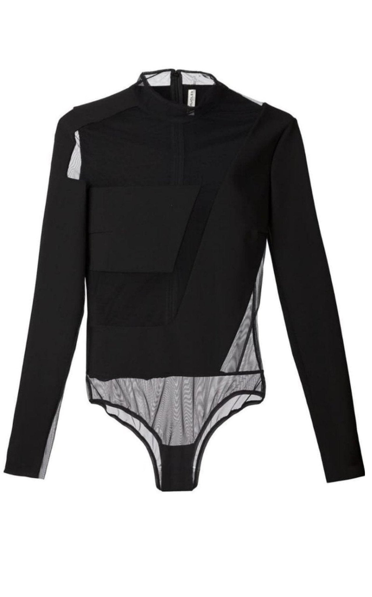 Mugler Black Sheer Panel Bodysuit – Runway Catalog